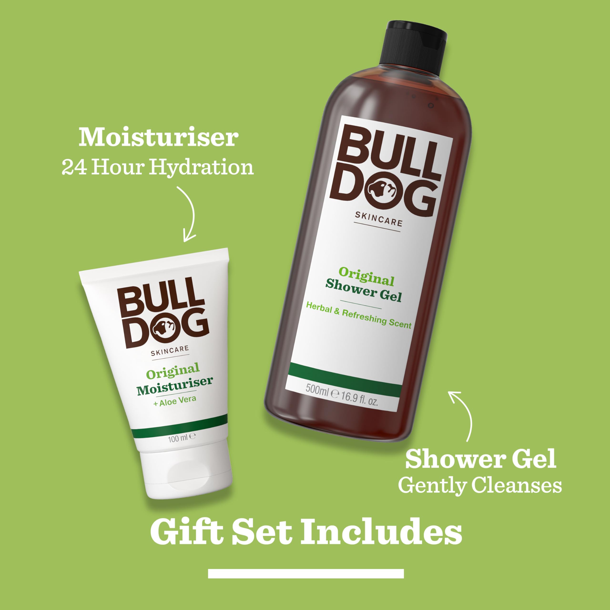Bulldog Skincare Original Gift Set: Moisturiser (100ml) & Shower Gel (500ml) for Men