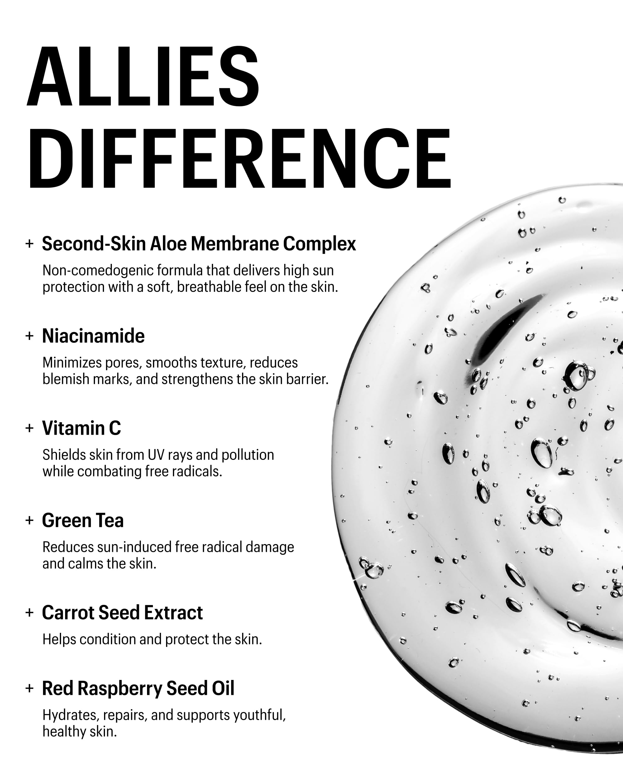 Allies of Skin The One SPF 50 Invisible Sunscreen Gel with Vitamin C and Raspberry Scent 6