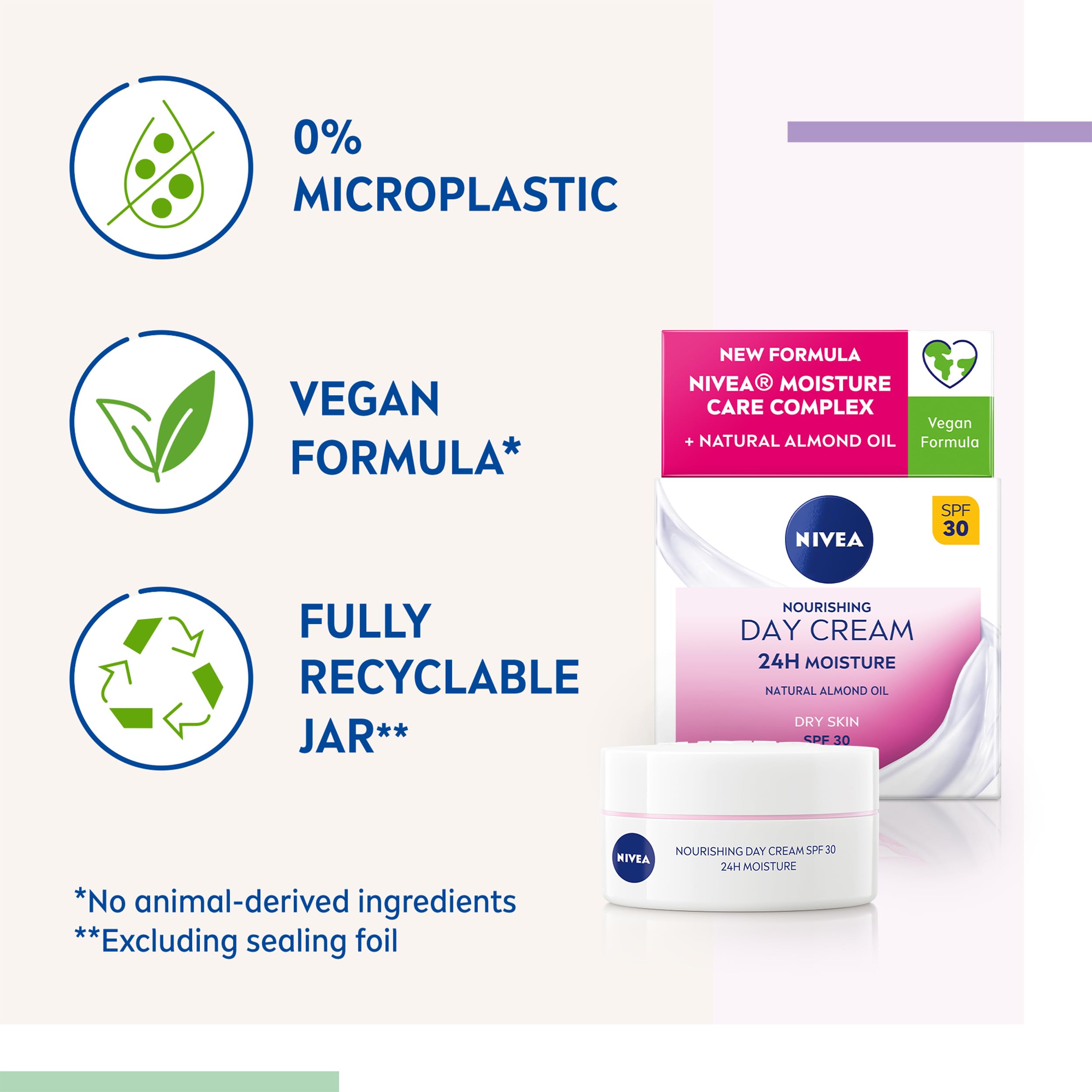 NIVEA 24h Nourishing Day Cream Moisturiser SPF30 for Dry Skin (50ml) 5