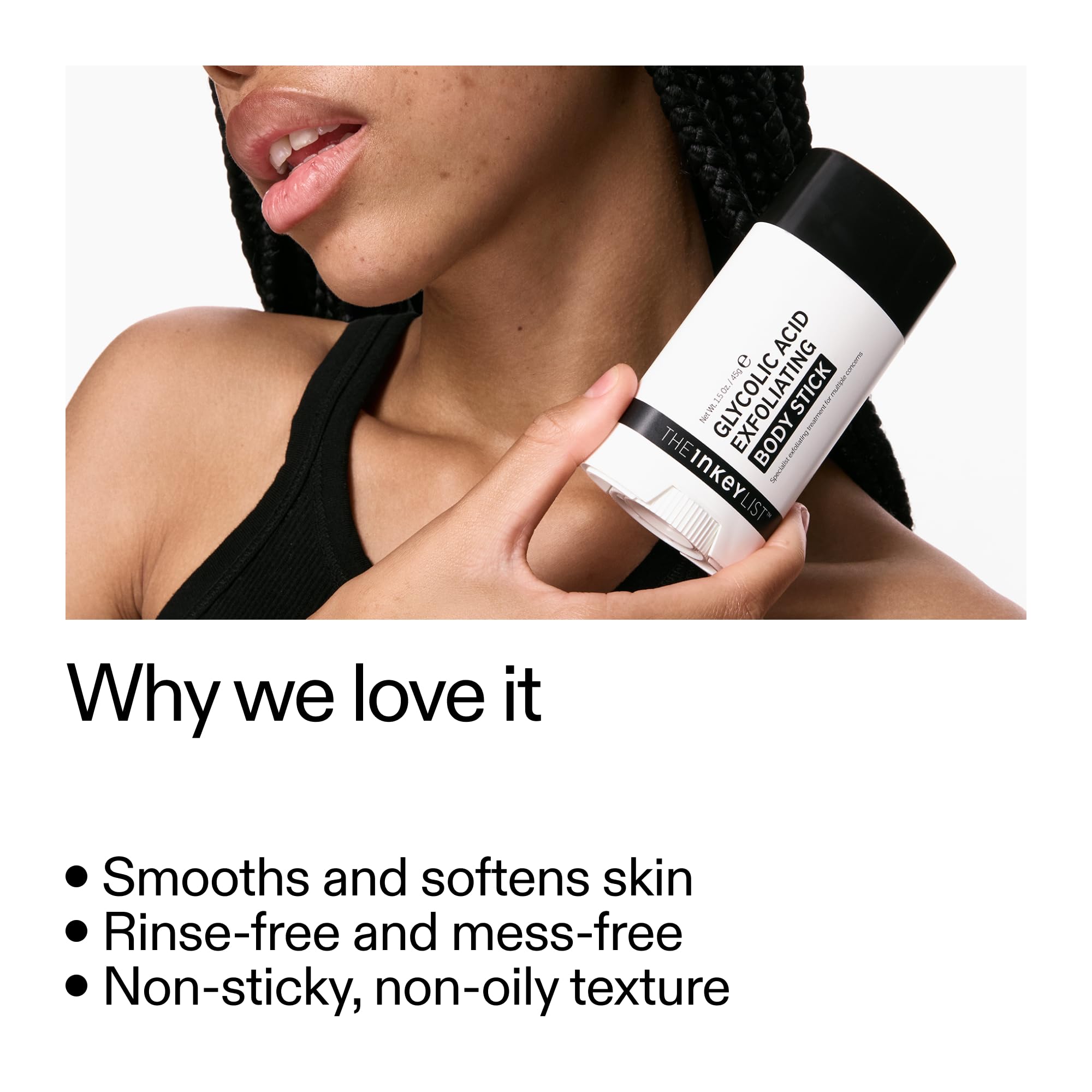 The INKEY List Glycolic Acid Exfoliating Body Stick for KP Bumps and Ingrown Hairs 45g