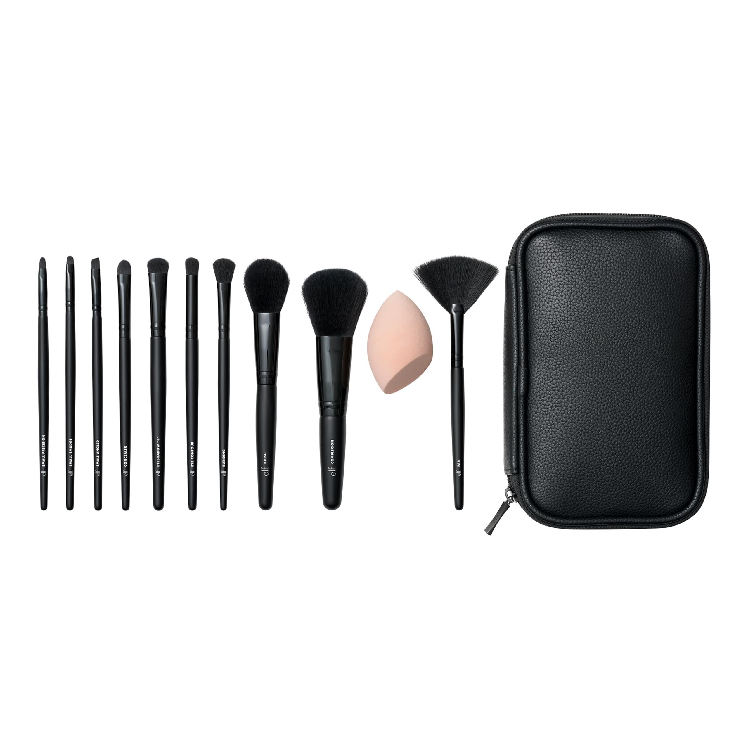 e.l.f. Full Face & Eye Make-up Brush Set with Travel Case - 11 Pieces