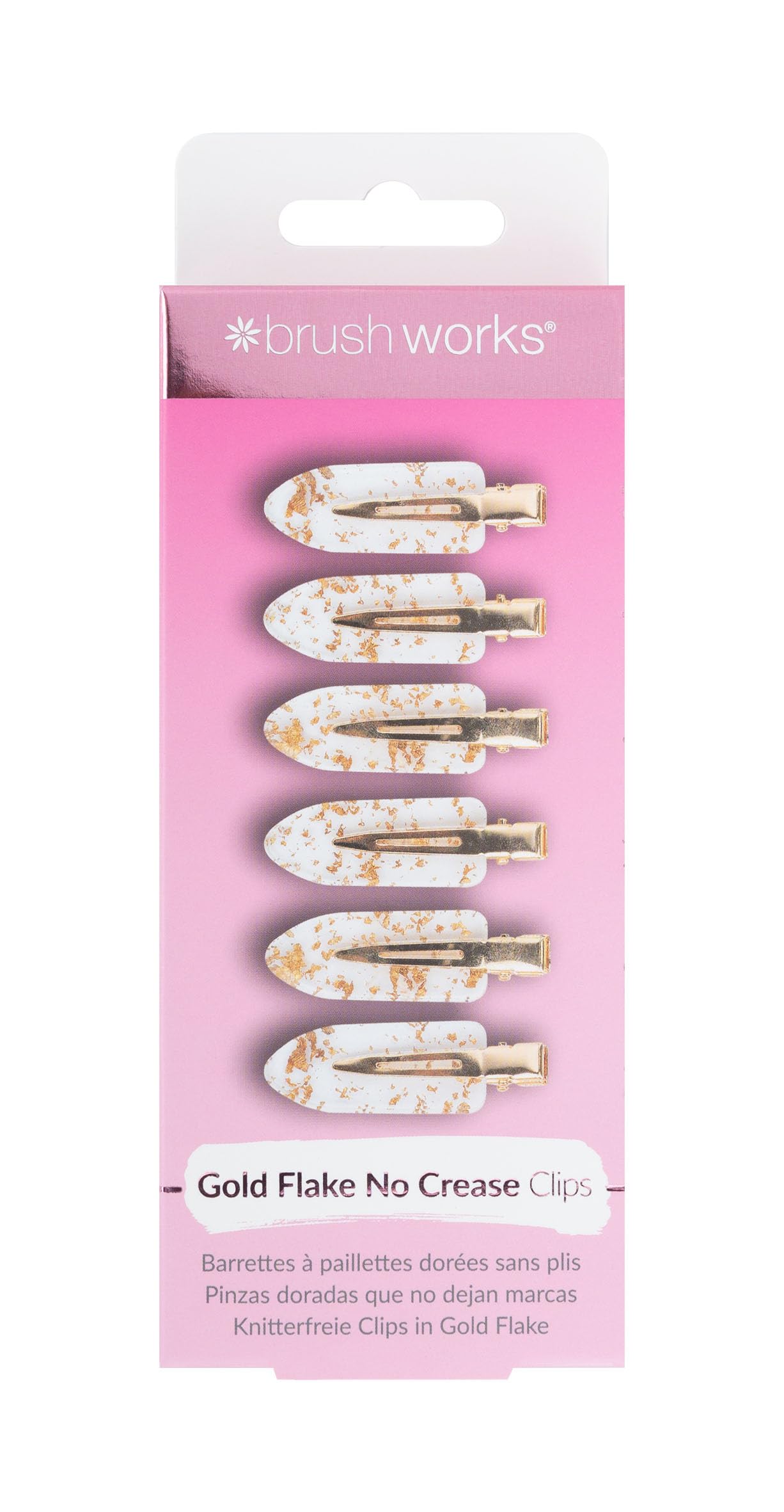 Brushworks Gold Flake No Crease Hair Styling Clips (6 Pack) for Setting Curls