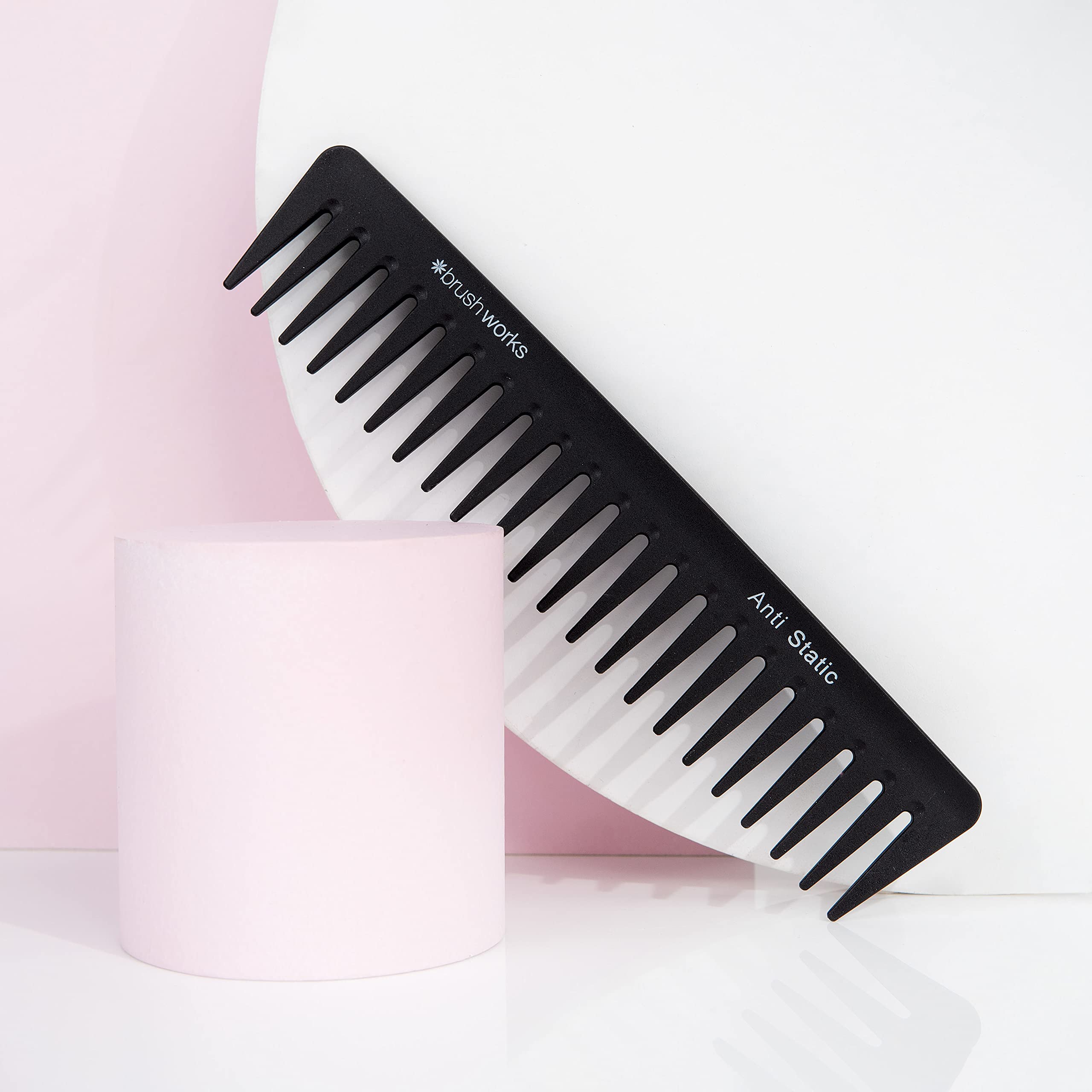 Brushworks Anti-Static Wide Tooth Comb for Detangling Wet or Dry Hair
