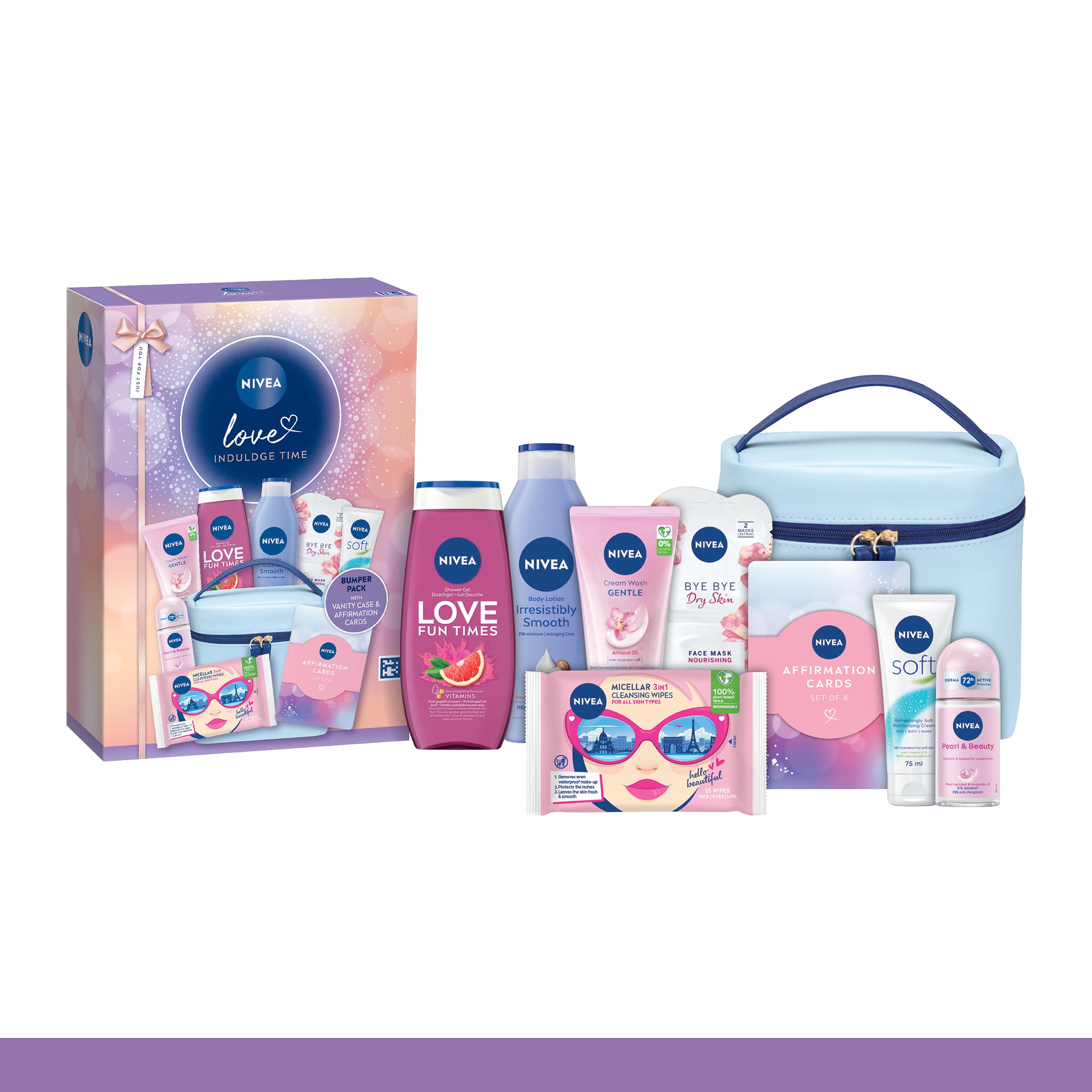 NIVEA Love Indulge Time Gift Set (9 Products) with Grapefruit Shower Gel & Body Lotion