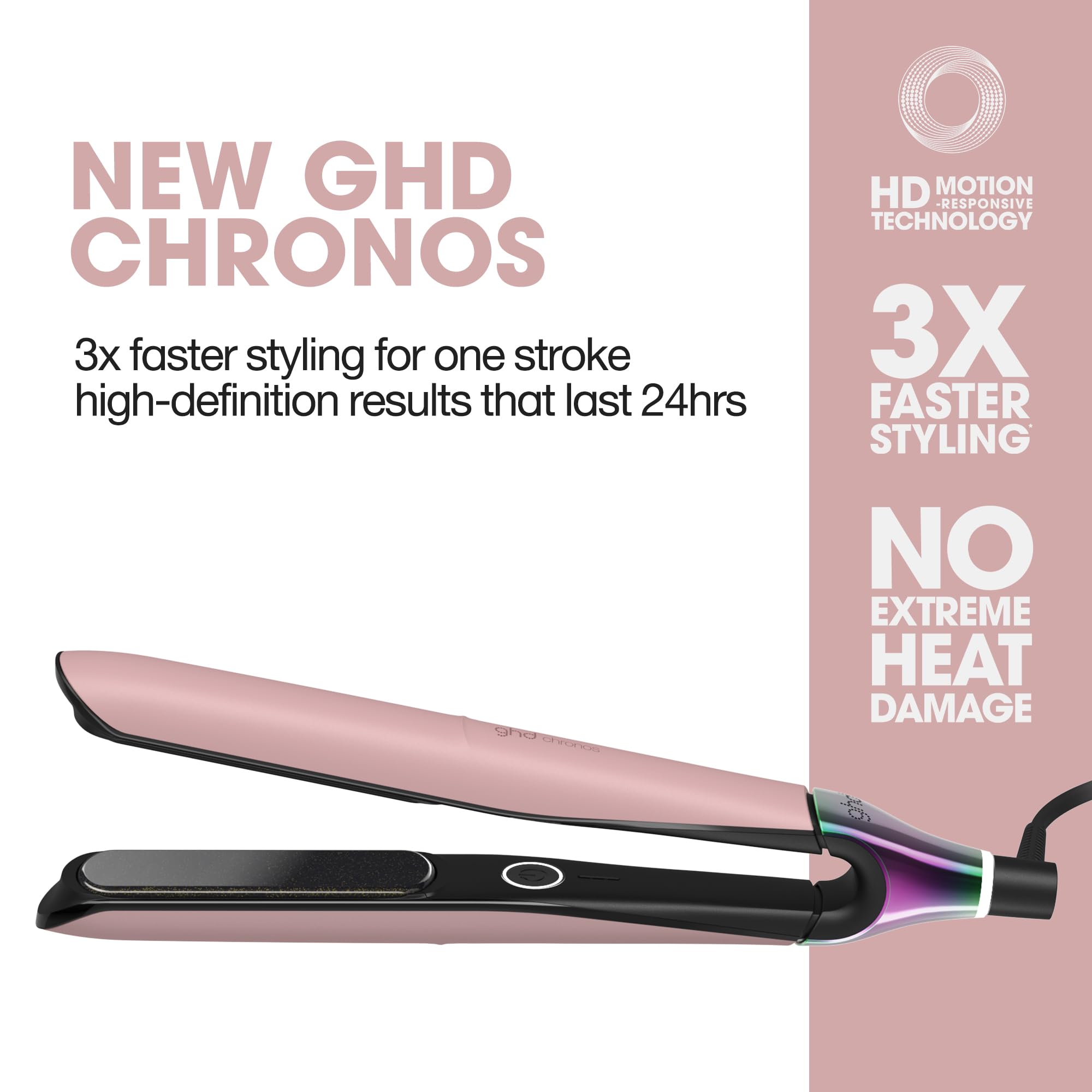ghd Chronos Limited Edition Hair Straightener in Transcedent Pink with Bag & Mat