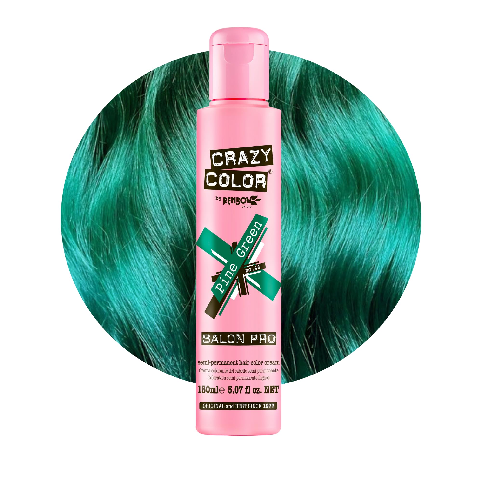 Crazy Color Pine Green Semi-Permanent Hair Dye - Highly Pigmented, Vegan Formula