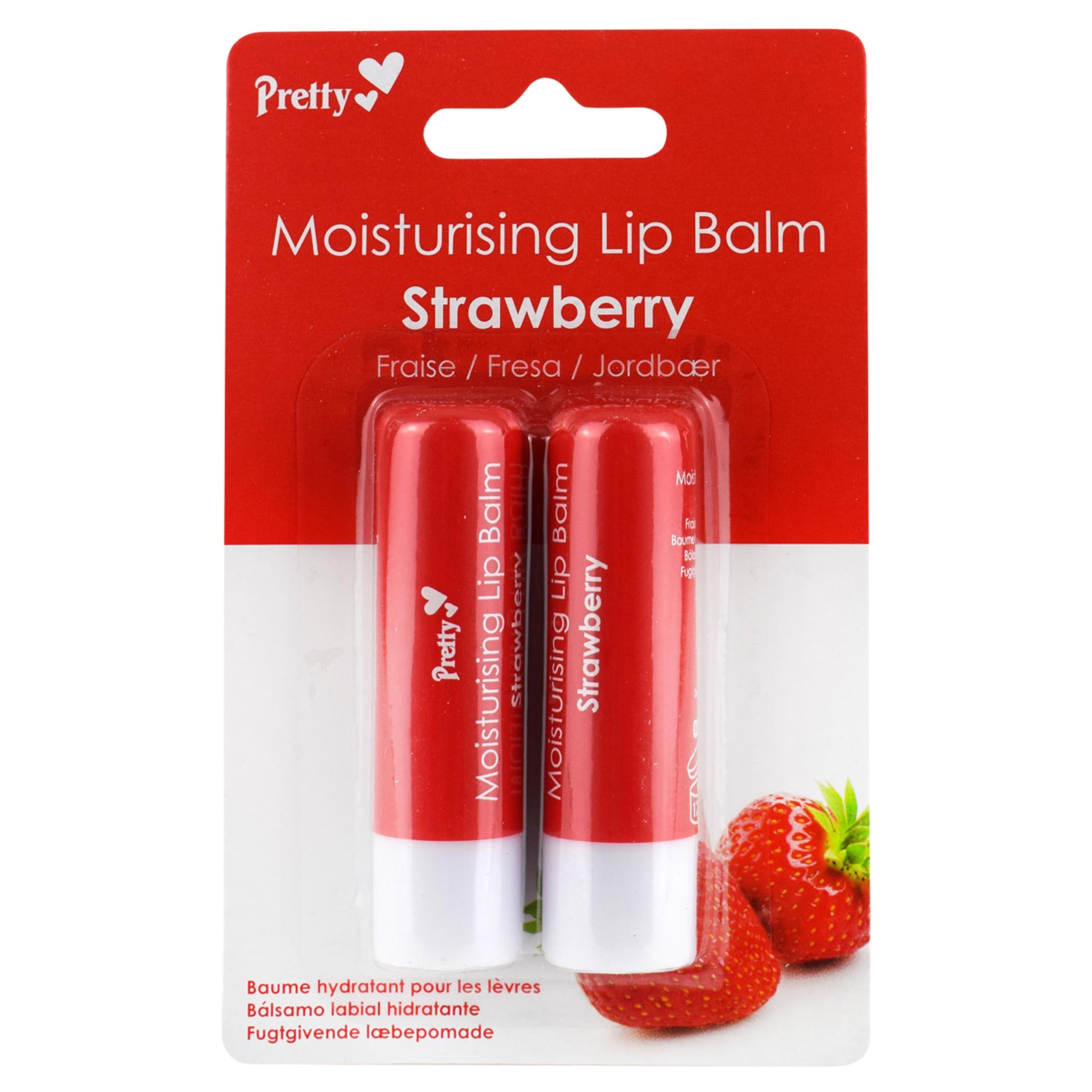 Pretty Strawberry Moisturising Lip Balm - Twin Pack for Soft, Smooth Lips 1