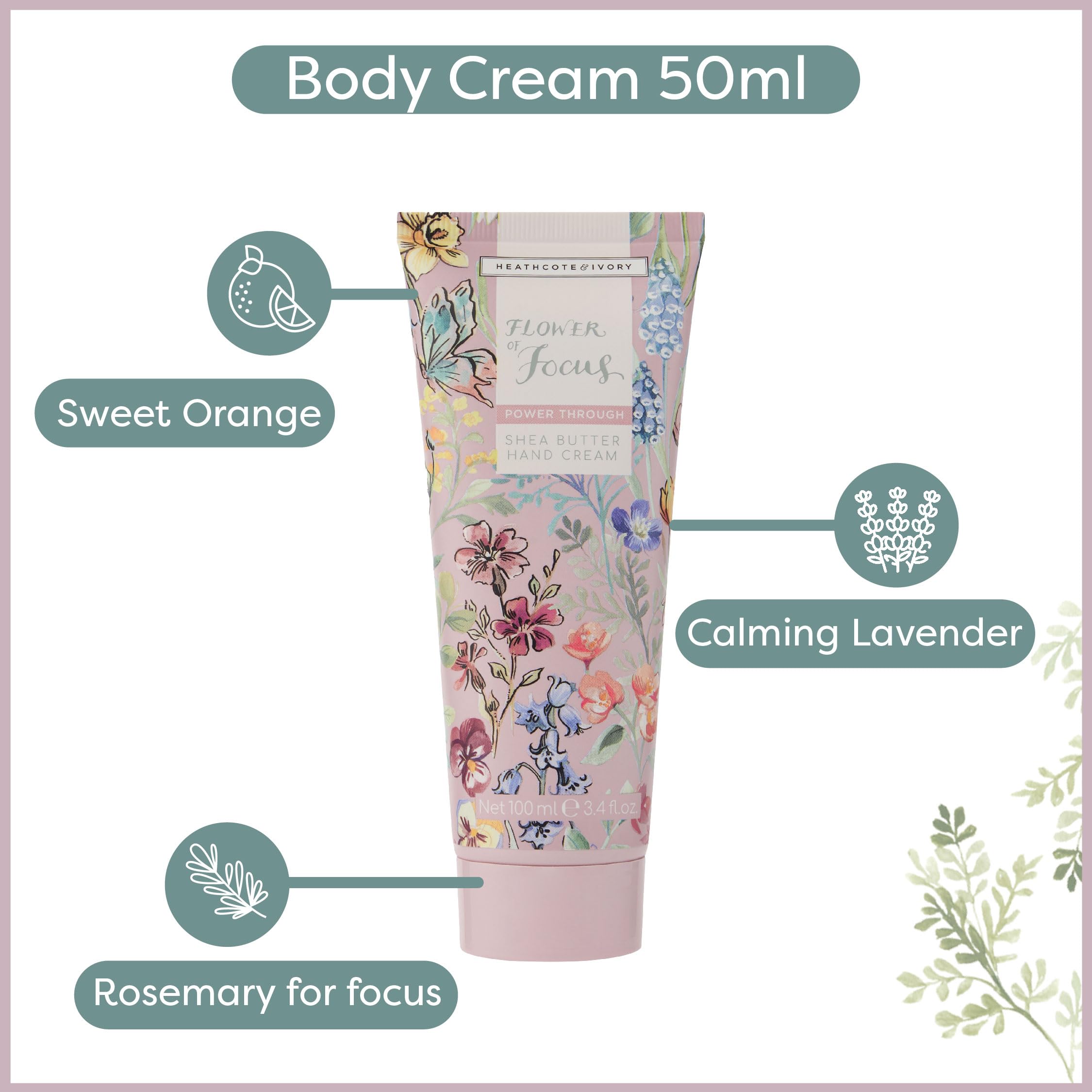 Heathcote & Ivory Flower of Focus Vegan Hand Cream with Shea Butter 100ml Tin 3