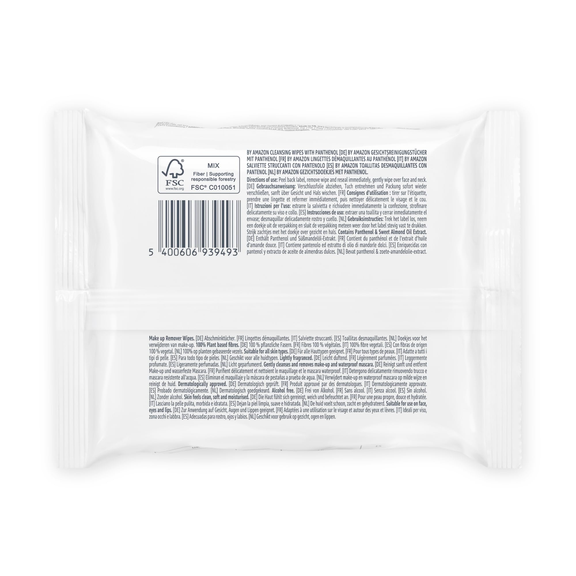 by Amazon Fragranced Face Cleansing Wipes with Panthenol and Almond Oil Extract