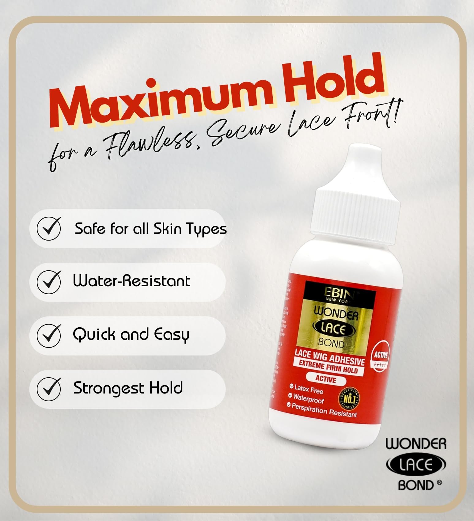 EBIN NEW YORK Wonder Lace Bond Extreme Firm Hold Wig Adhesive - Waterproof, Latex-Free, 1.18oz 4