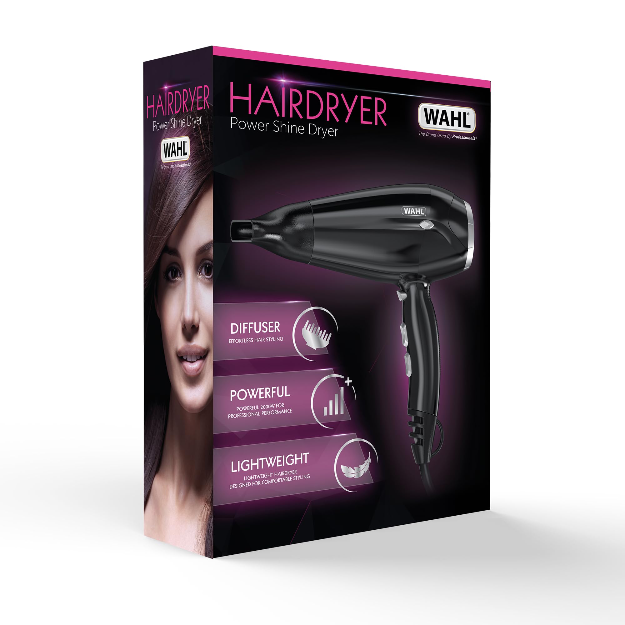 Wahl Power Shine 2000W Hair Dryer with Diffuser, Cool Shot, and 3 Heat Settings 8
