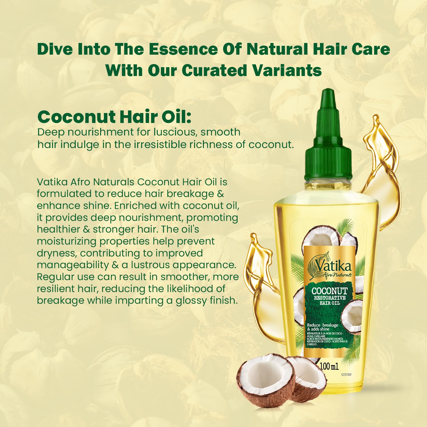 Vatika Afro Naturals Coconut Restorative Hair Oil - 100ml | Strength & Frizz Control 5