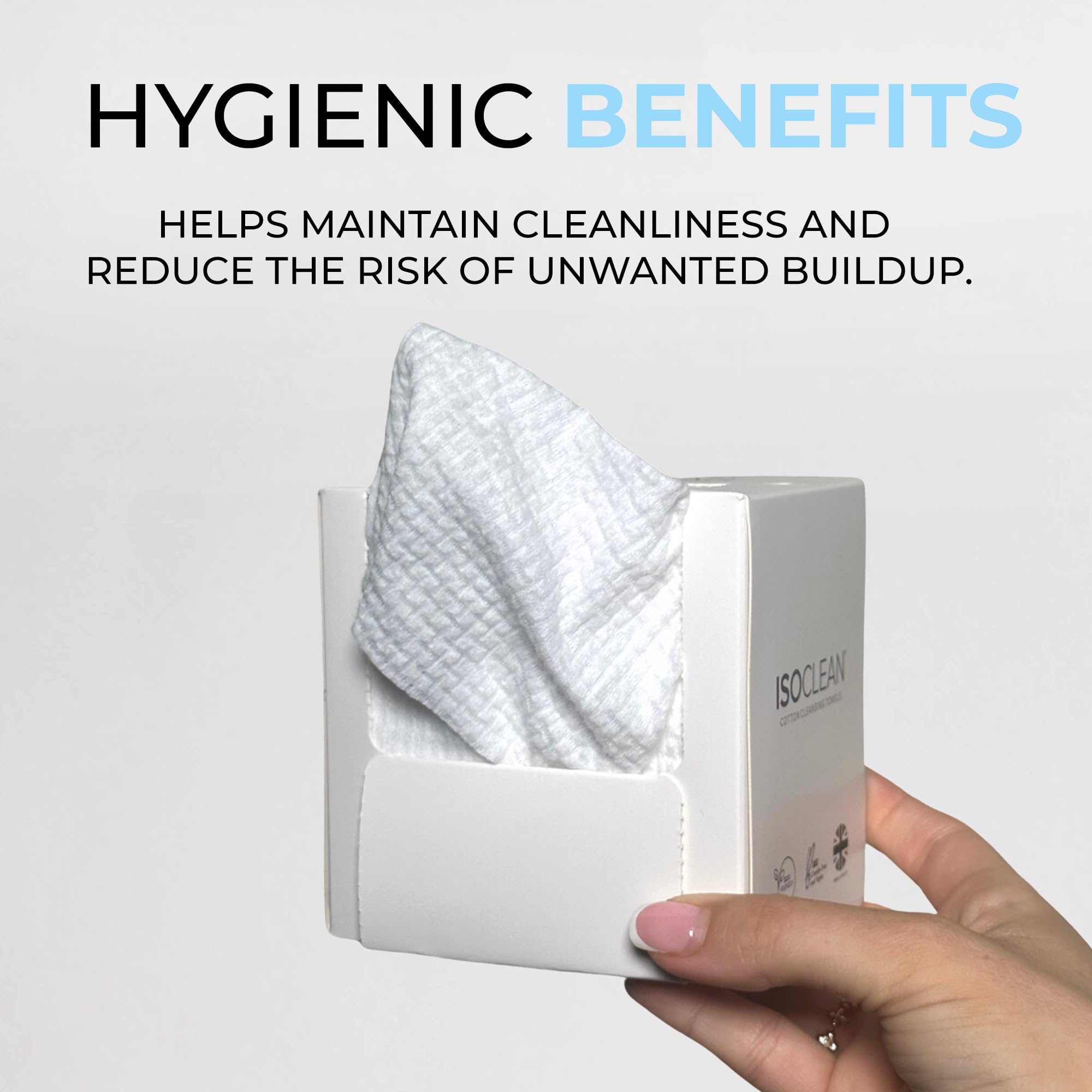 ISOCLEAN Disposable Soft Cotton Face Towels for Makeup Removal and Cleansing 5