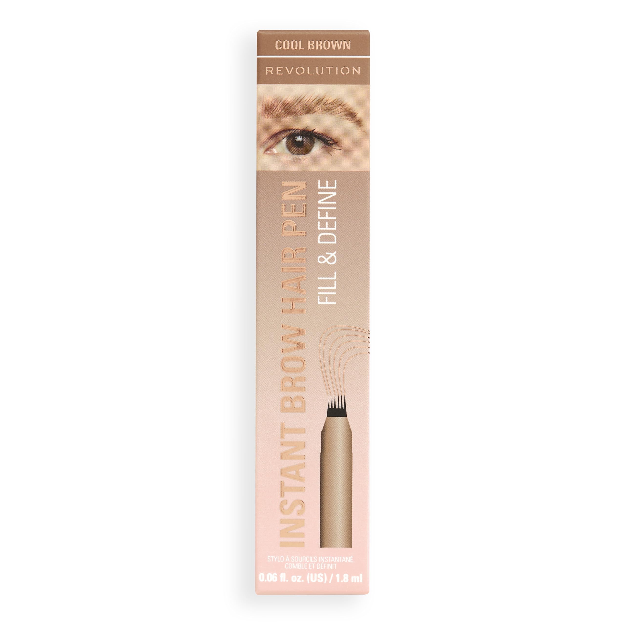 Revolution Instant Brow Hair Pen - Precision Applicator for Hair-Like Strokes, Cool Brown, 1.8ml 5