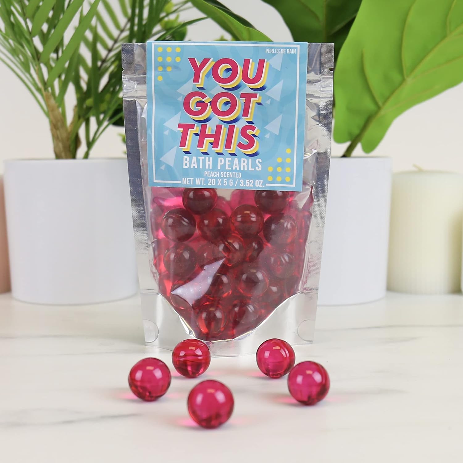 Gift Republic You Got This Bath Pearls, 20-Pack Peach Scent with Moisturizing Oil 4