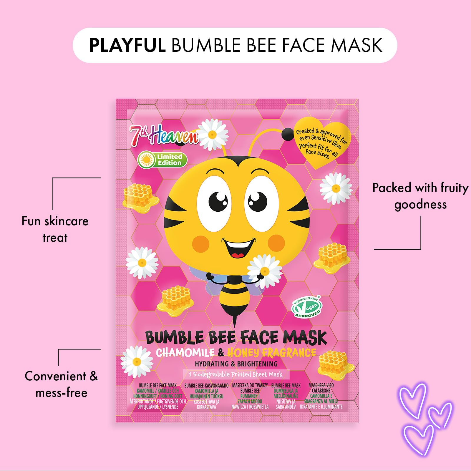 7th Heaven Limited Edition Bumble Bee Hydrating Sheet Mask with Honey & Chamomile