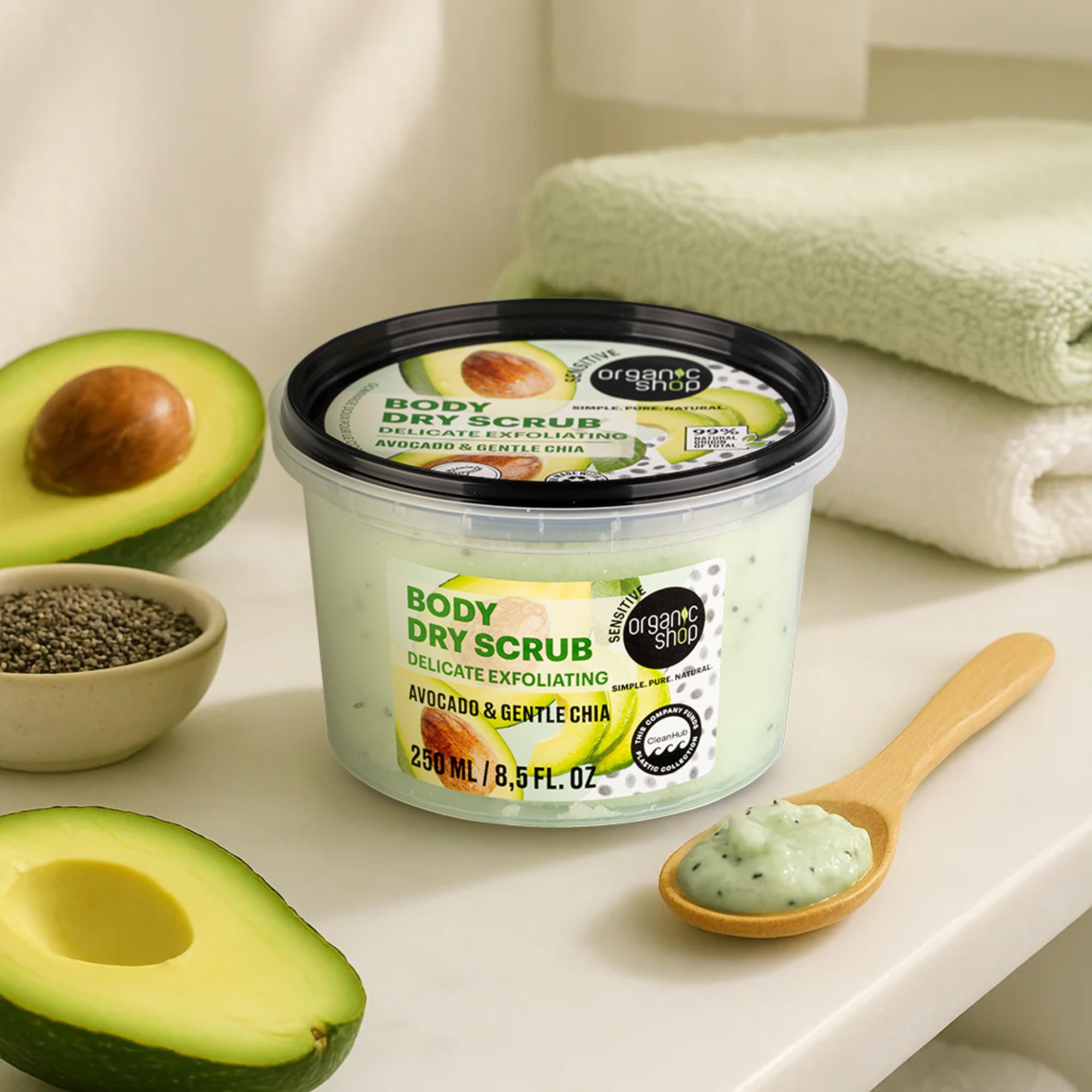 Organic Shop Delicate Exfoliating Dry Body Scrub with Avocado & Chia 250ml 4