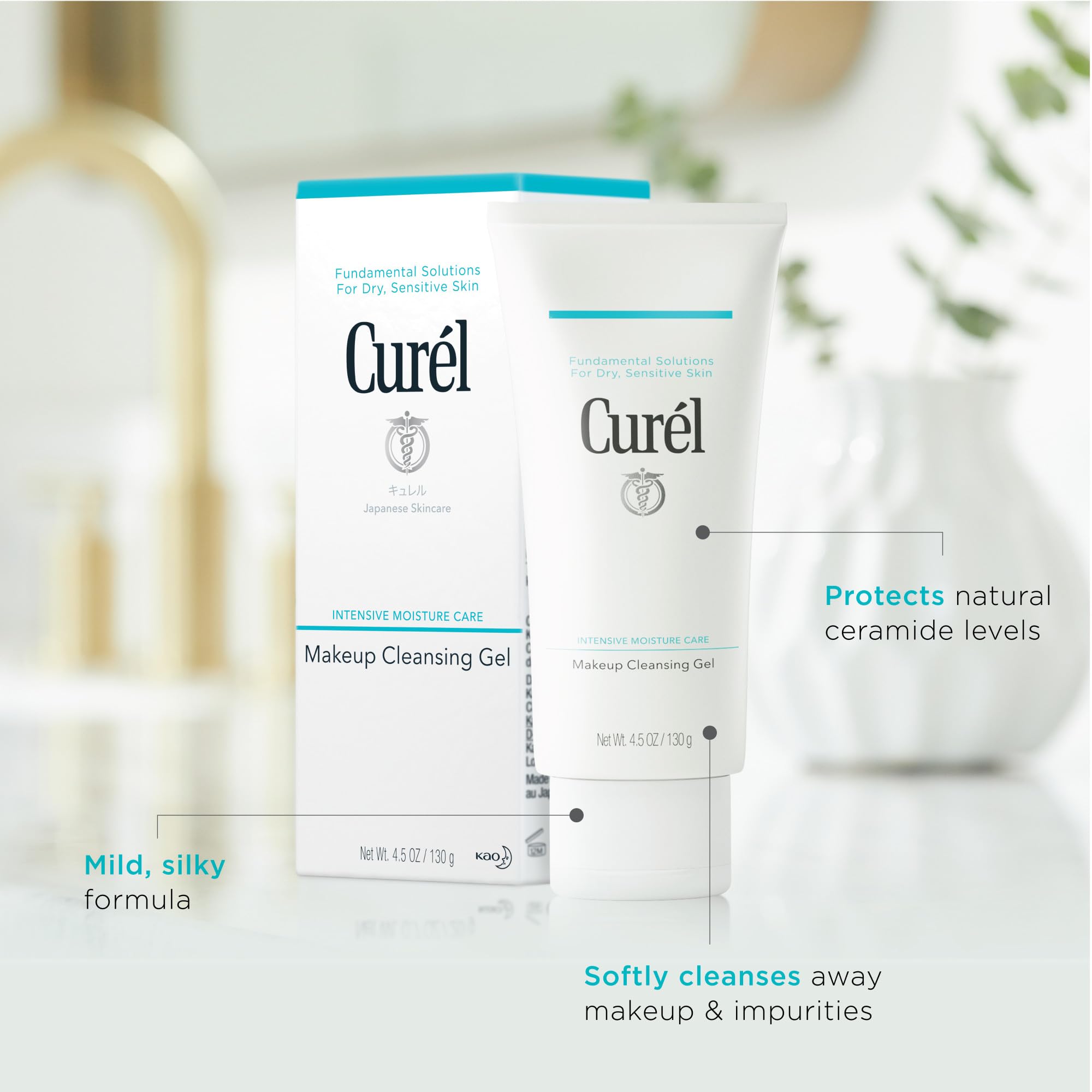 Curél Makeup Cleansing Gel 130g for Dry and Sensitive Skin - Ceramide Protecting 3