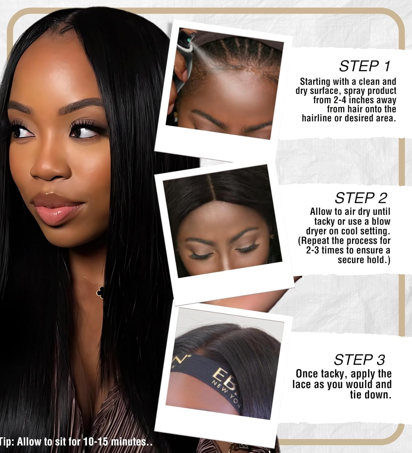 EBIN NEW YORK Wonder Lace Bond Wig Adhesive Spray - Supreme Hold, Humidity Resistant (14.2OZ) 5