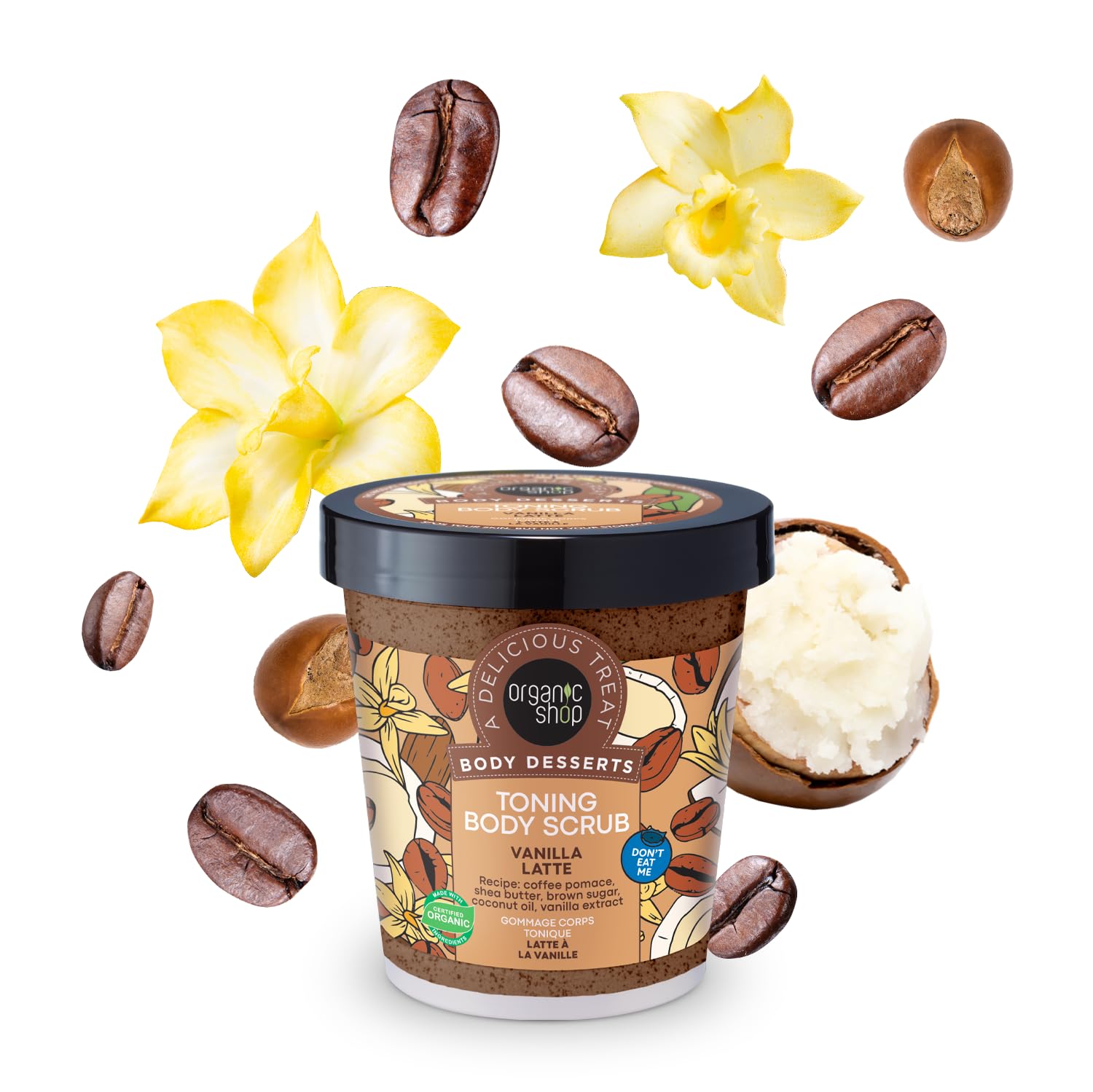 Organic Shop Body Desserts Toning Body Scrub Vanilla Latte, 450 ml