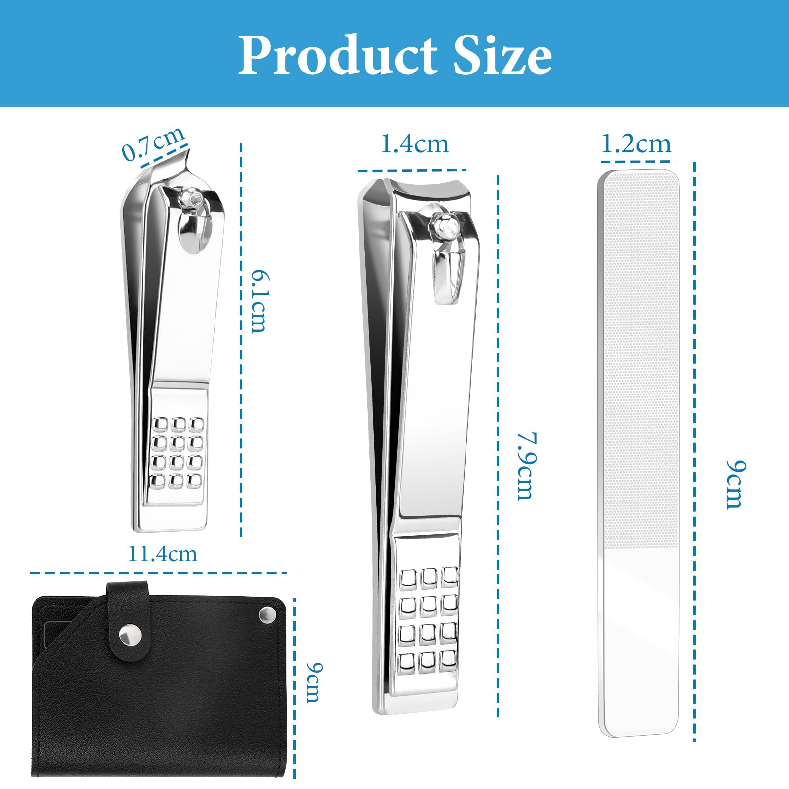 Euqvunn 3 Pcs Carbon Steel Nail Clipper Set for Thick Nails with File 7