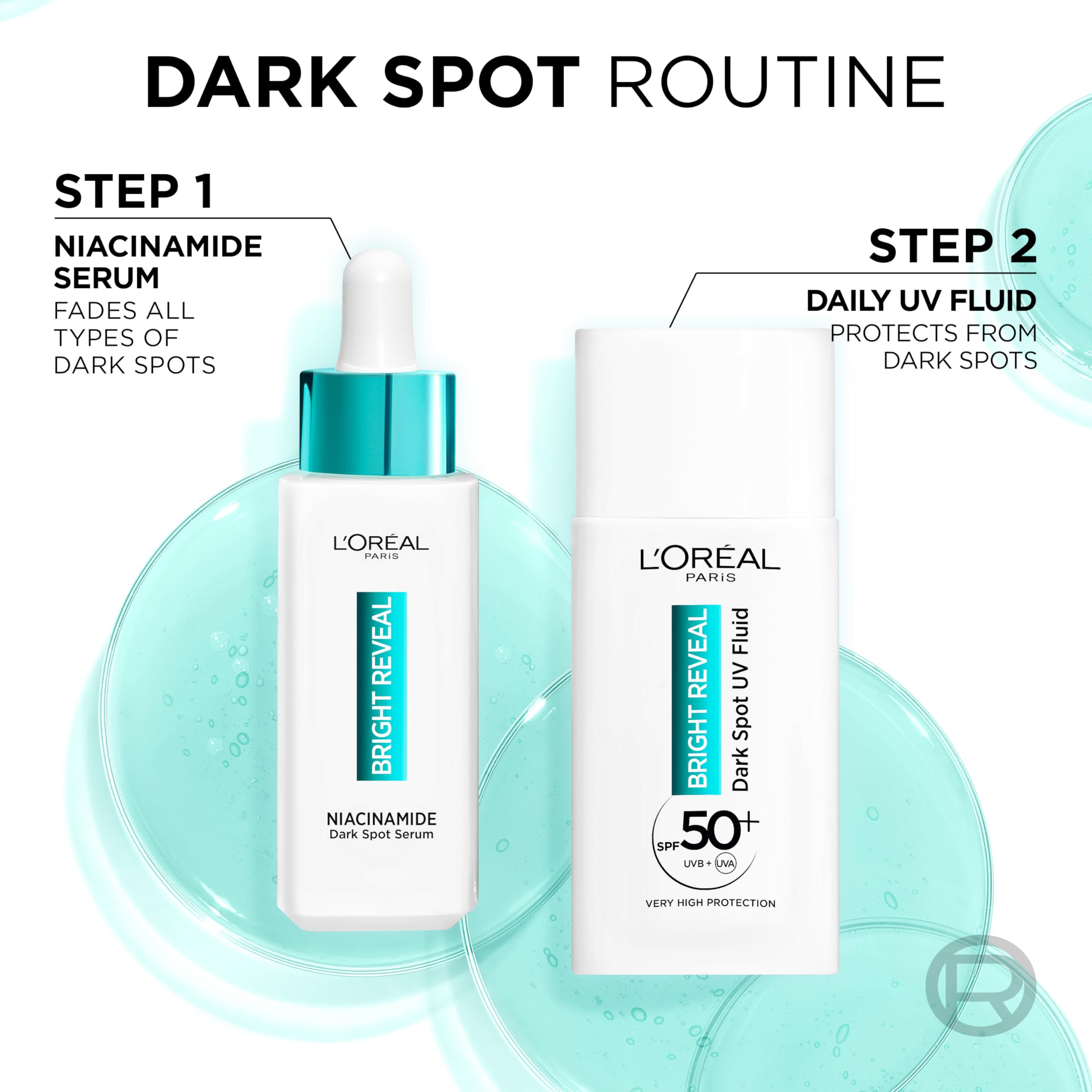 L'Oréal Paris Bright Reveal Niacinamide Dark Spot Serum & UV Fluid SPF 50+ Routine 6