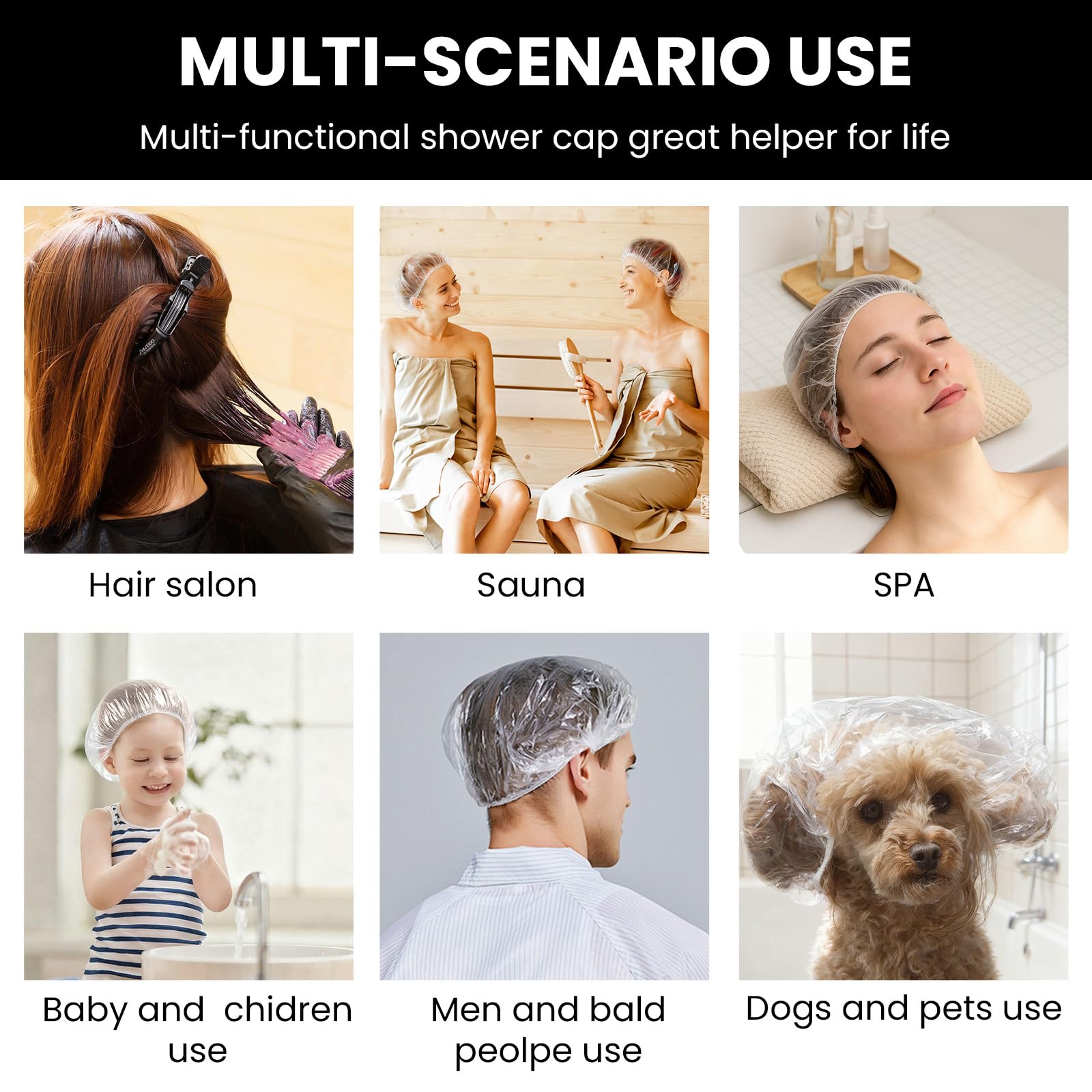 Admygo 100 Pcs Disposable Waterproof Shower Caps for Thick Hair & Travel 7