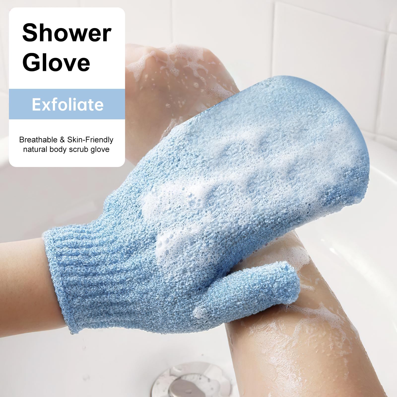 Lafefe 6pcs Exfoliating Shower Gloves Mitts for Dead Skin Removal and Ingrown Hair 5