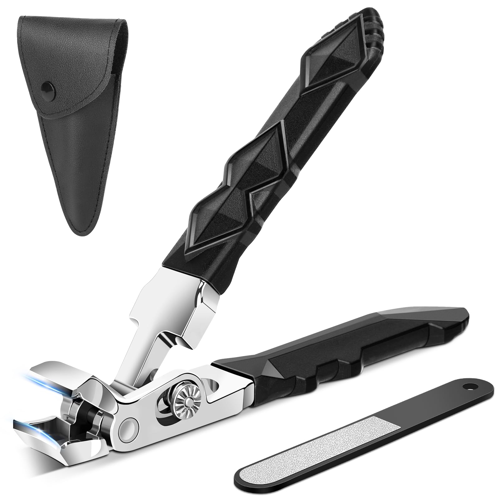 Euqvunn Ergonomic Angled Head Nail Clippers for Thick Nails with Catcher