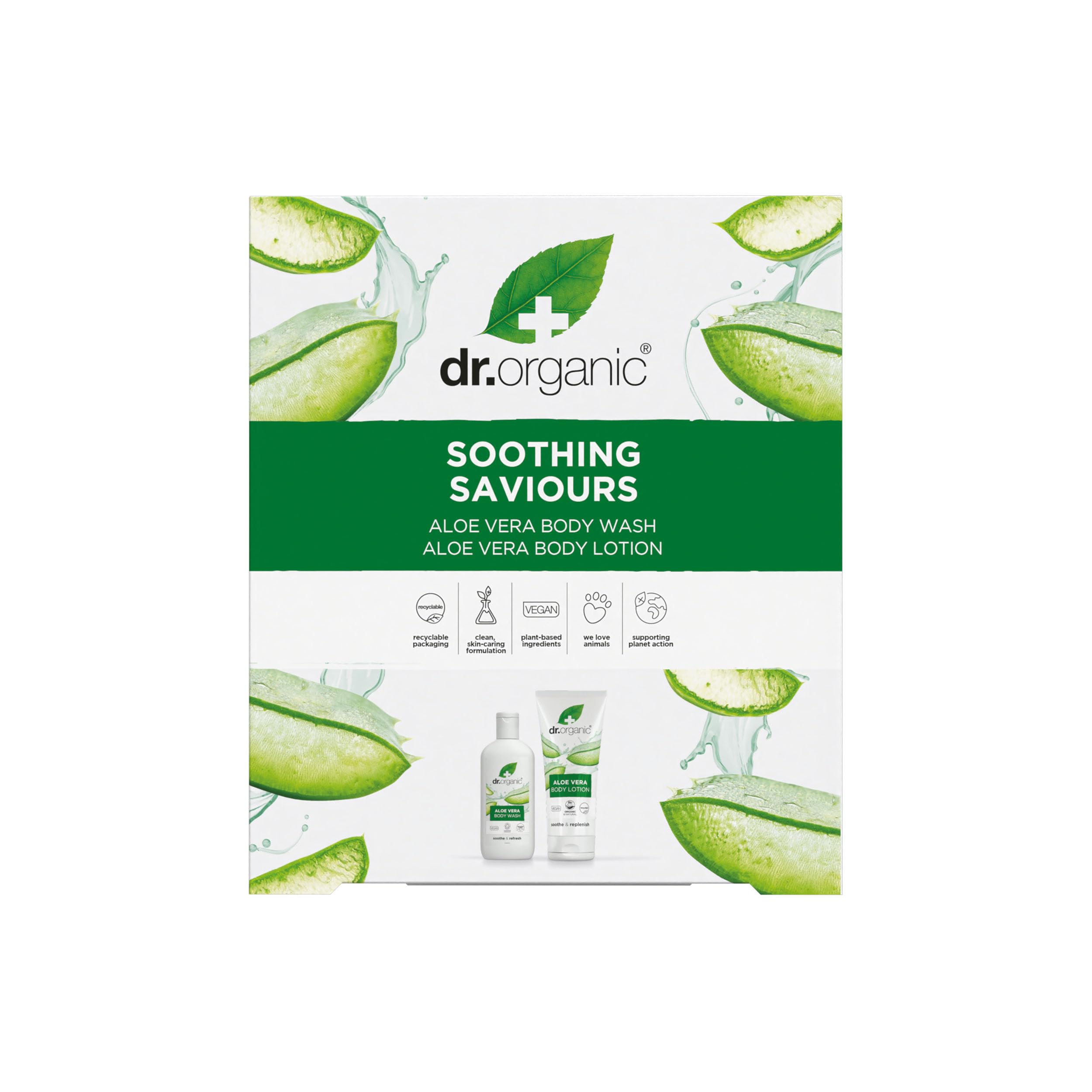 Dr Organic Aloe Vera Soothing Saviours Body Duo: Body Wash & Lotion Set