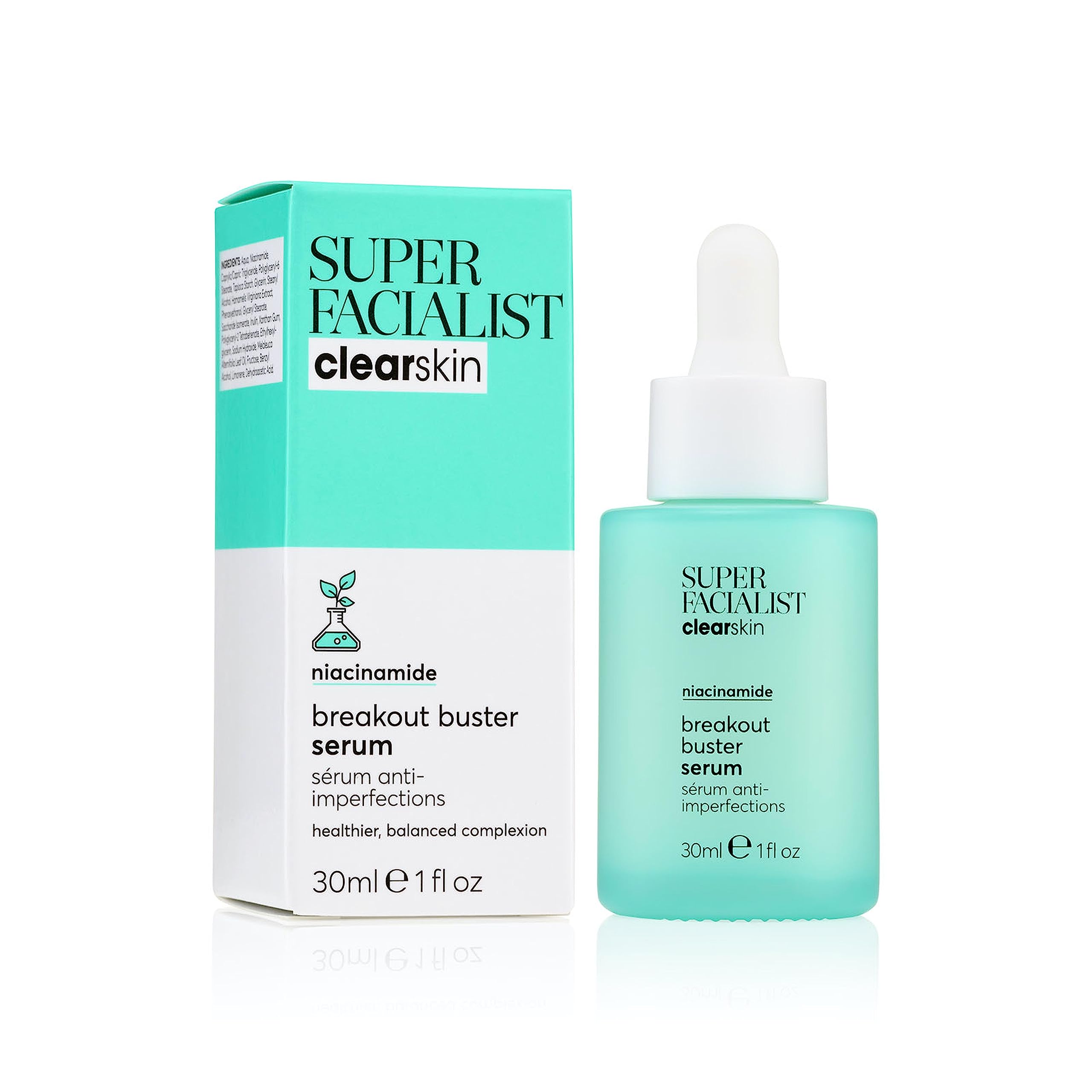 Super Facialist Breakout Buster Serum for Clear Skin with 10% Niacinamide & Tea Tree Oil, 30ml