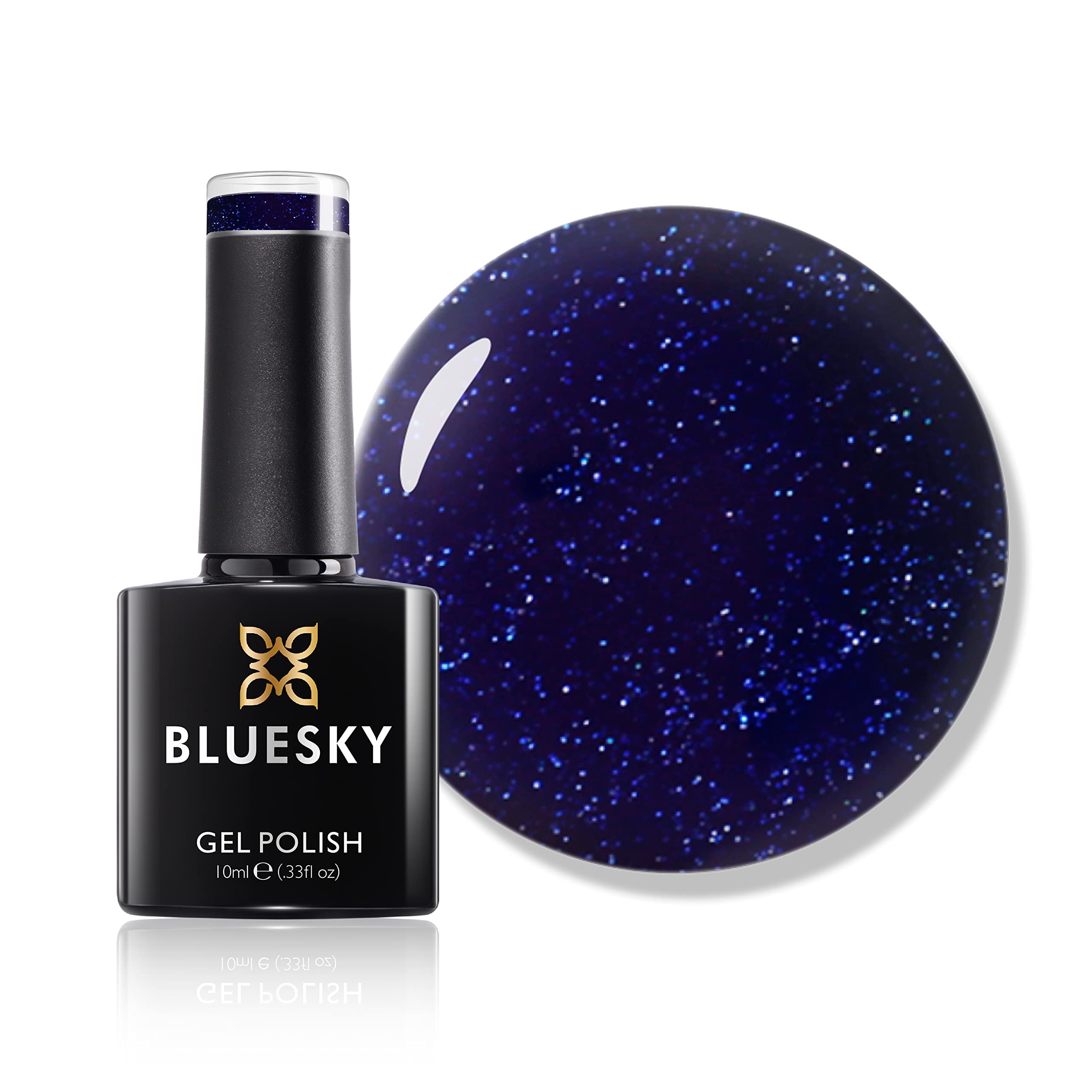 Bluesky Gel Nail Polish, Caring AW19, Blue Glitter, 10 ml - 21 Day High-Gloss Wear