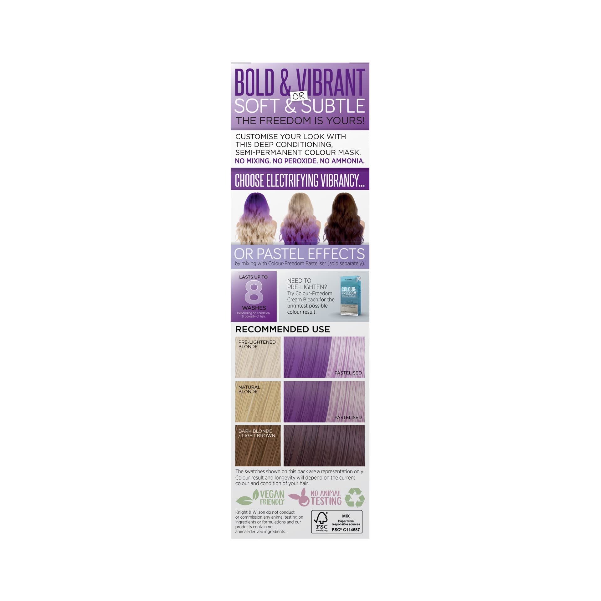 Knight & Wilson Colour-Freedom Mystic Purple Semi-Permanent Hair Colour Mask 150ml - Vegan Friendly 3
