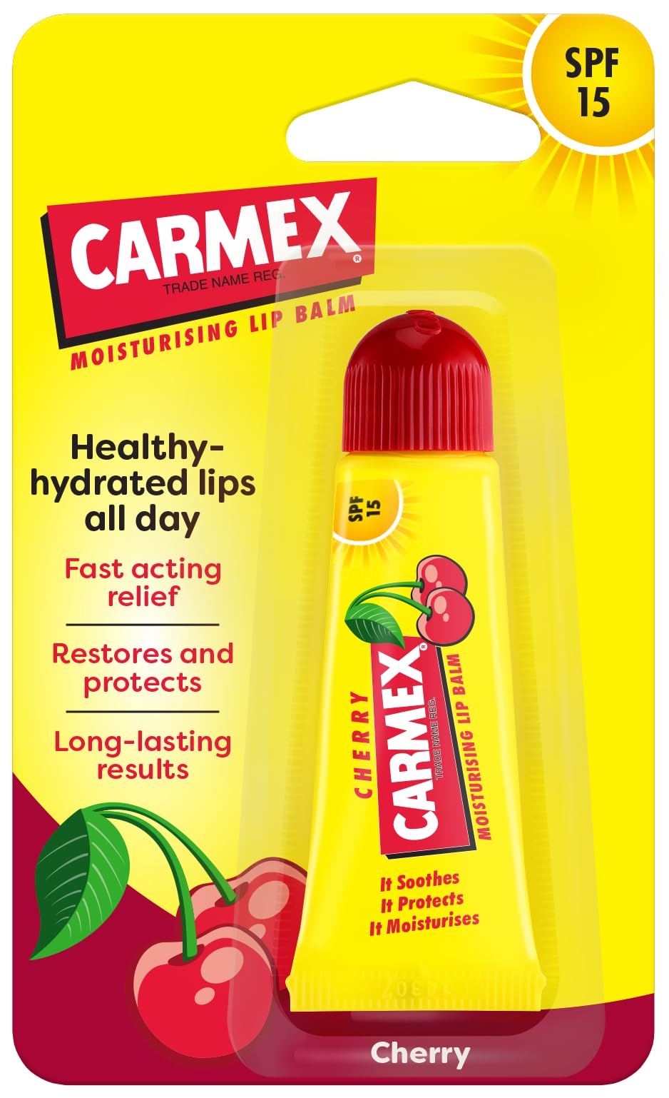 Carmex Lip Balm Tube Set: Classic, Cherry, Strawberry & Mint with SPF 15 3