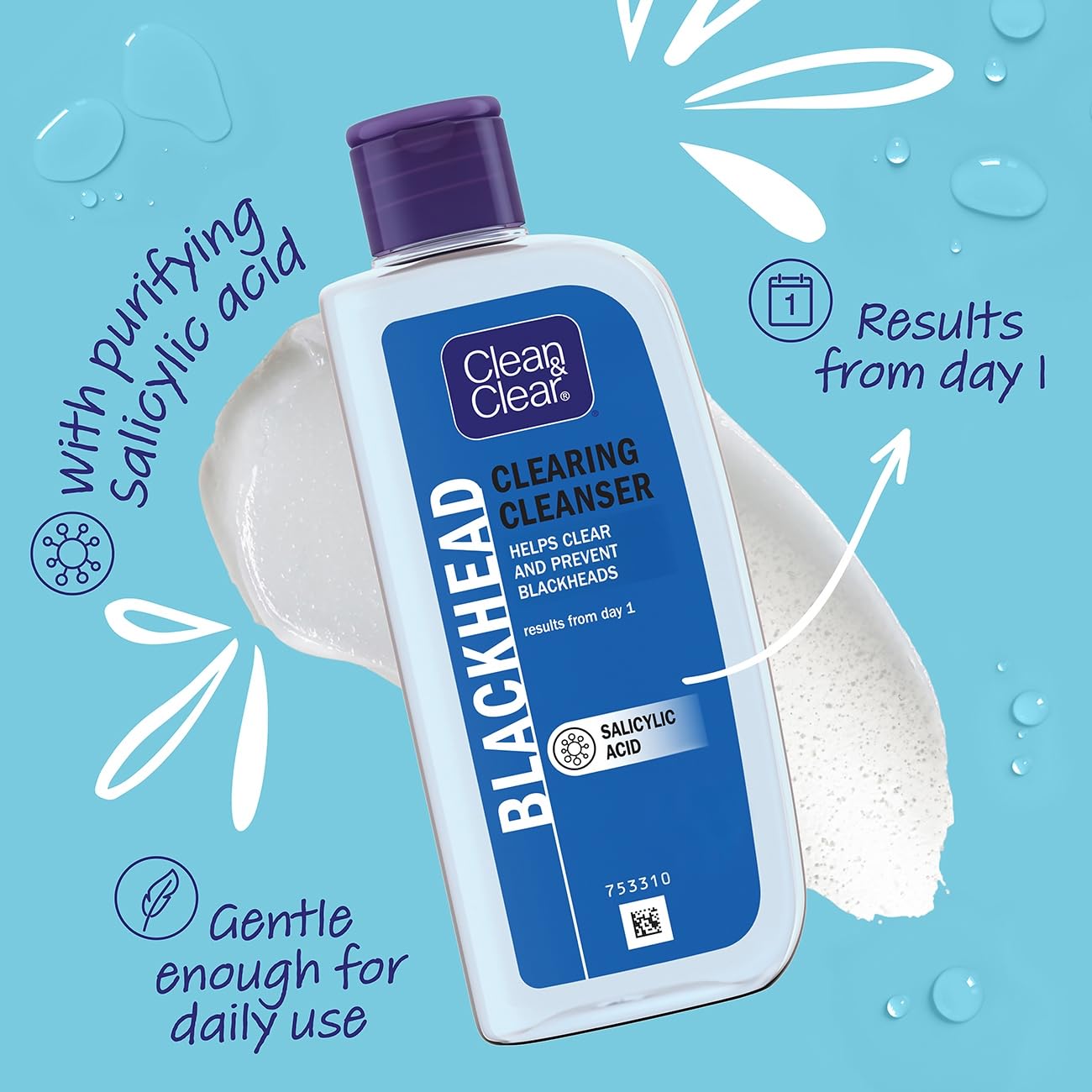 Clean & Clear Blackhead Clearing Oil-Free Cleanser for Acne Prone Skin, 200ml