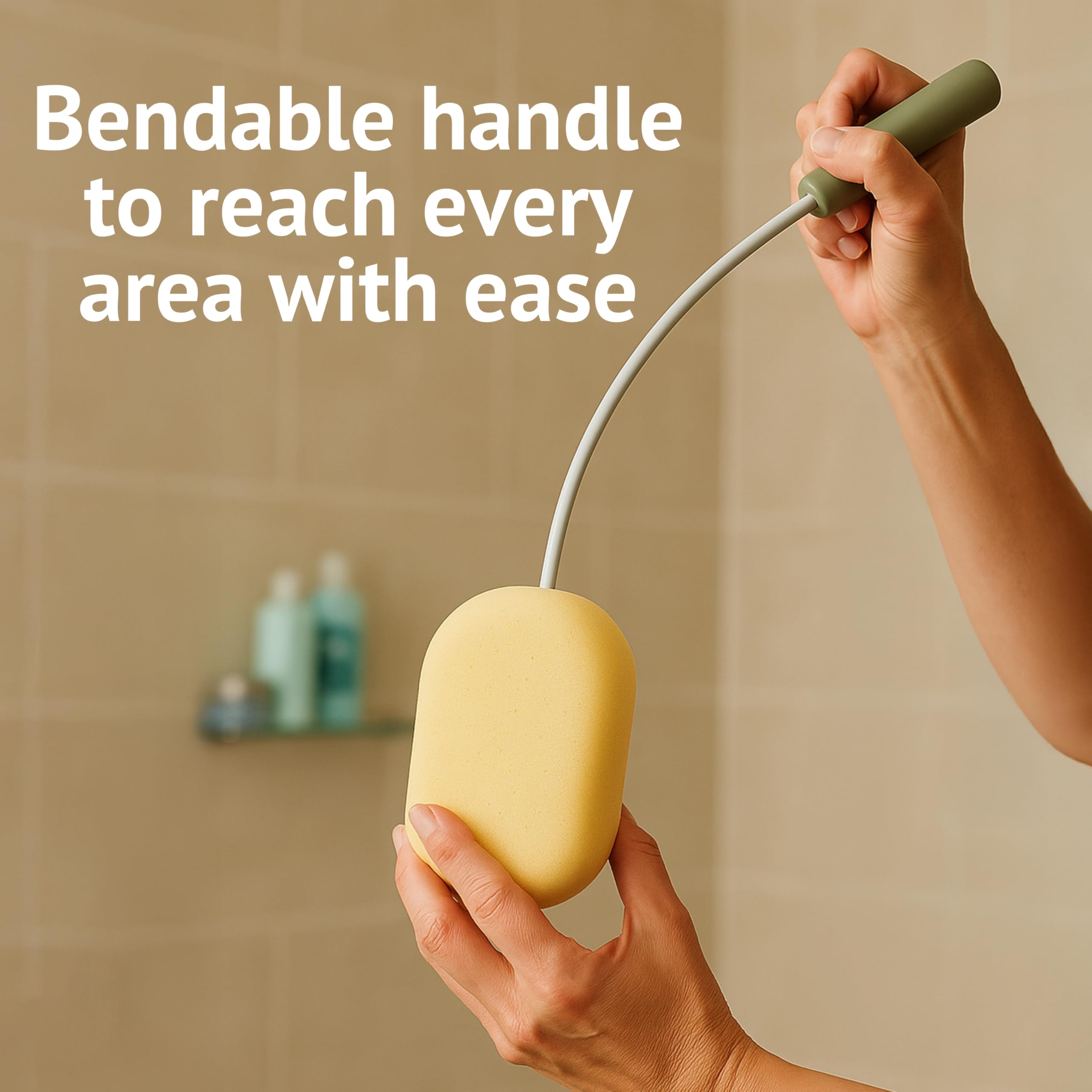 Homecraft Long Handled Bendable Shower Sponge with Flexible Handle for Mobility Assistance 3