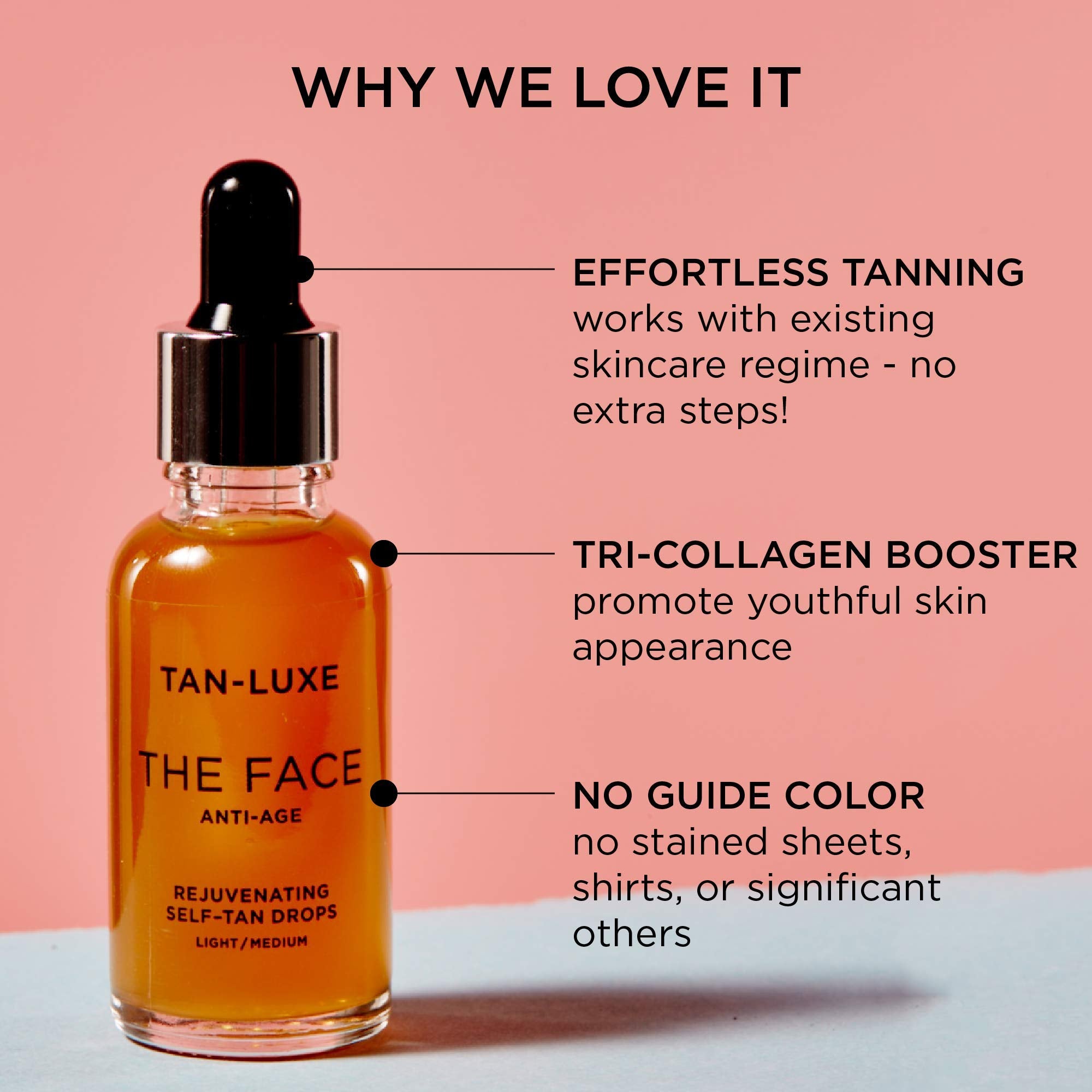 TAN-LUXE THE FACE Self Tan Drops Medium 30ml with Anti-Aging & Hydrating Benefits 4
