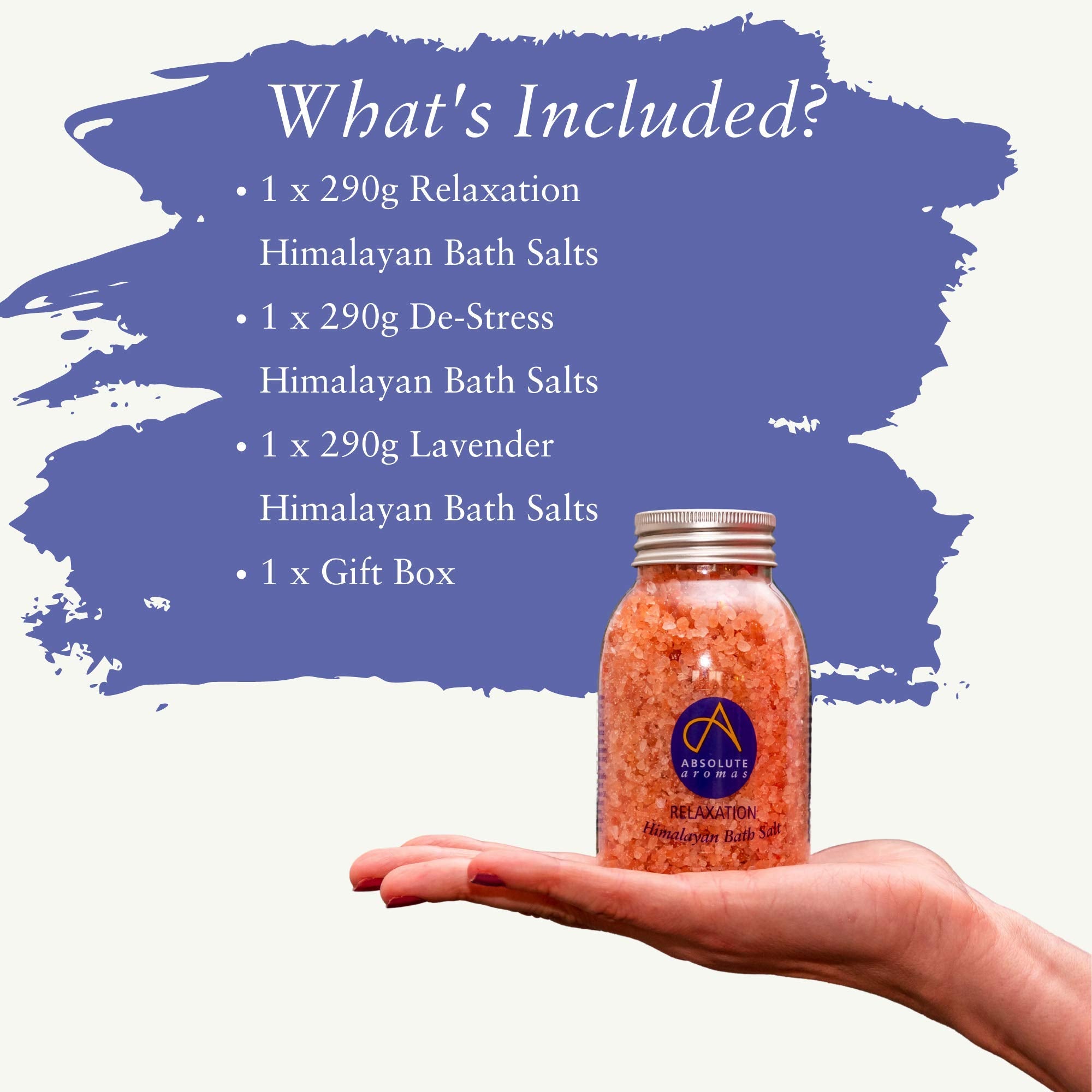 Absolute Aromas Pink Himalayan Bath Salts Set - Relaxation, Lavender & De-Stress 4