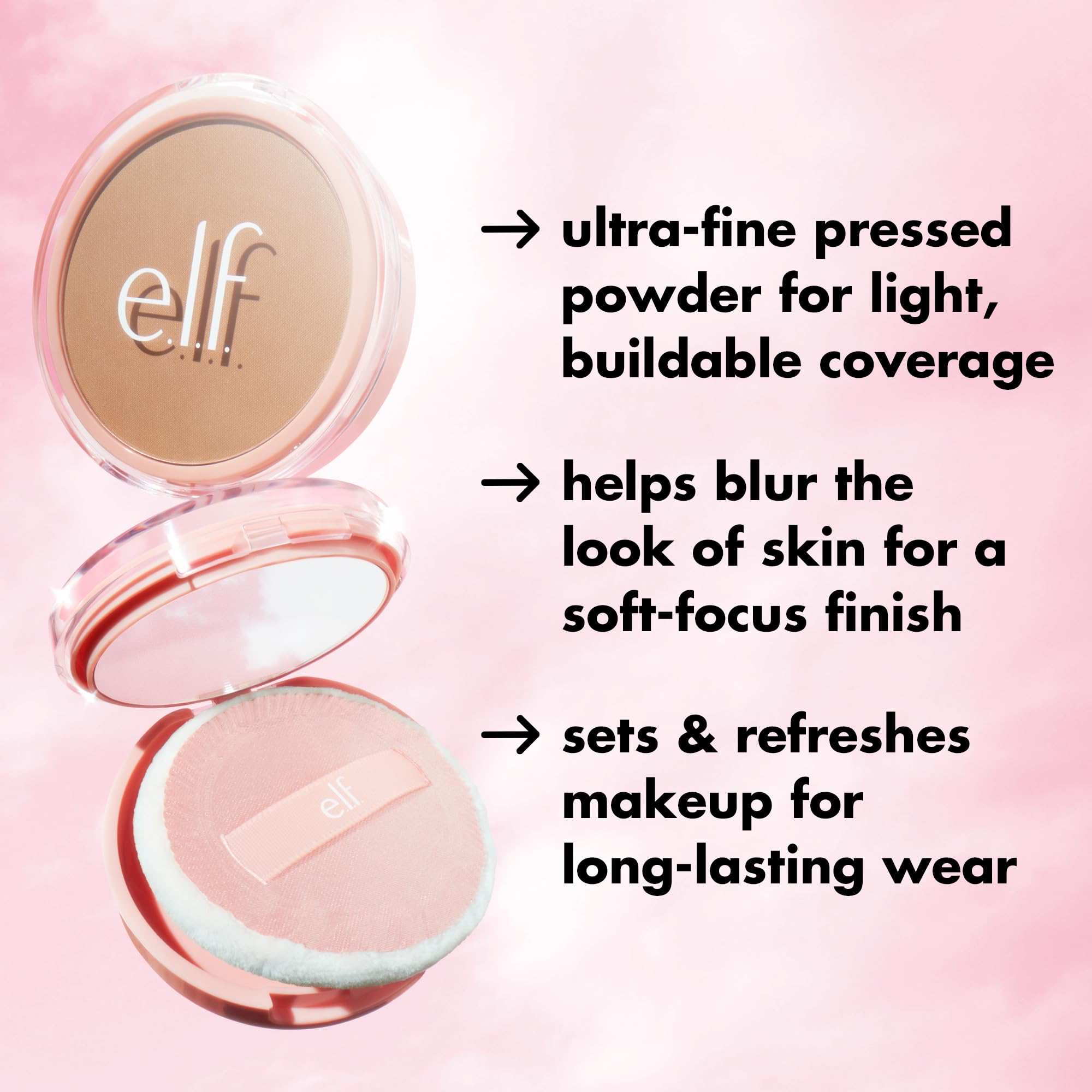 e.l.f. Halo Glow Powder Filter Pressed Finishing Powder - Medium Neutral, Buildable Coverage 5