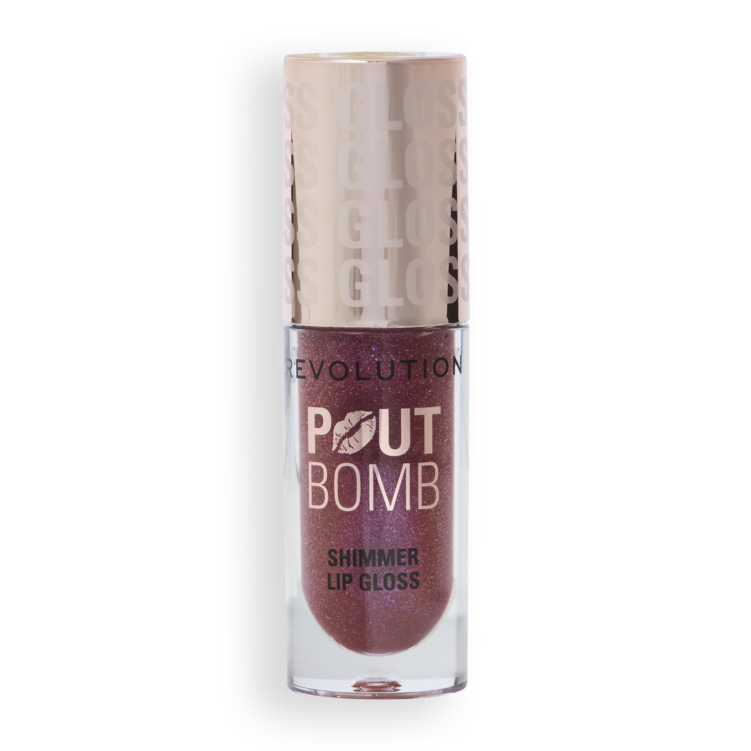 Revolution Pout Bomb Shimmer Gloss in Berry Lustre - High-Shine Lip Gloss with Hyaluronic Acid 3