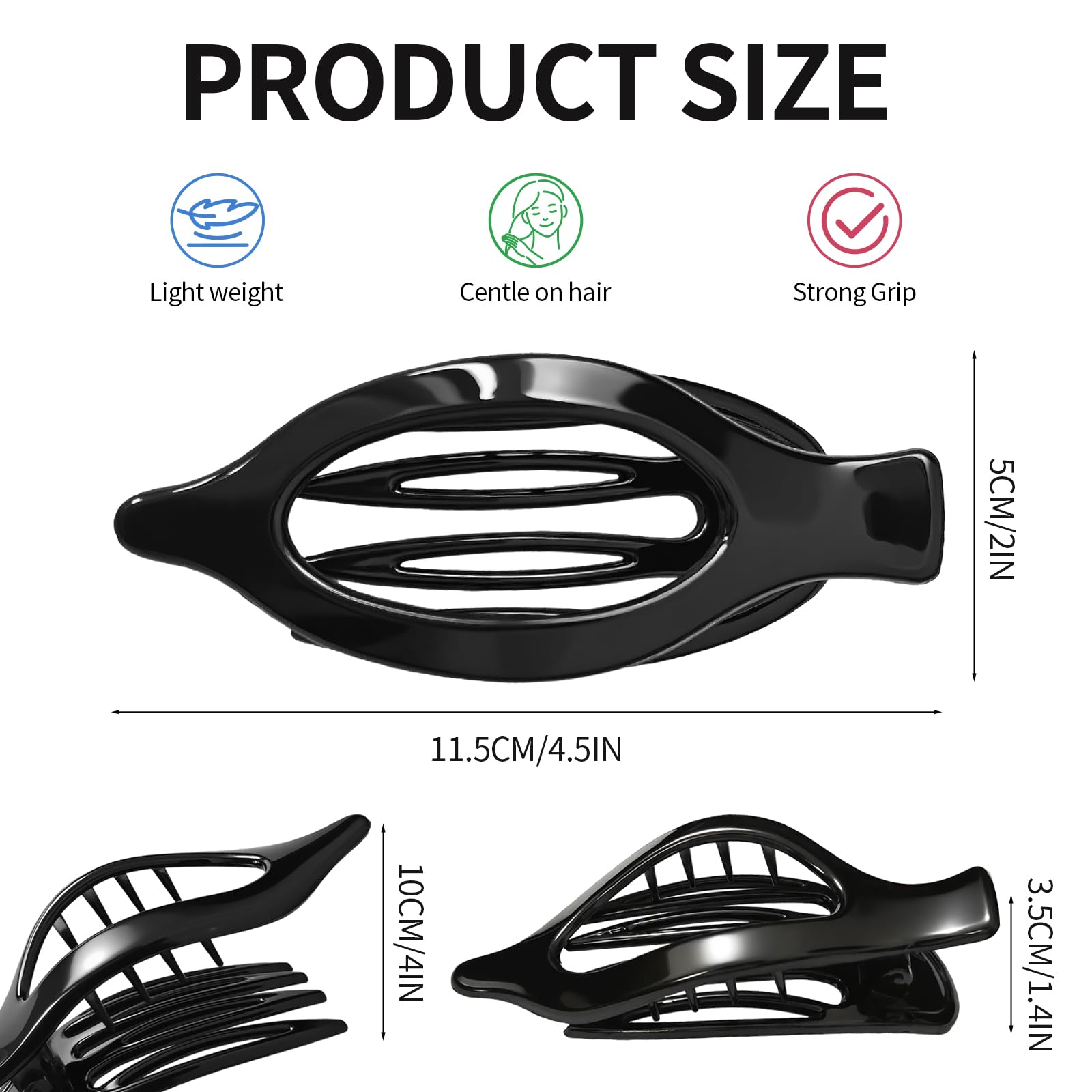 MOXYOY 2 Pcs Flat Hair Claw Clips for Women - Non-Slip Strong Hold Duckbill Accessories 5