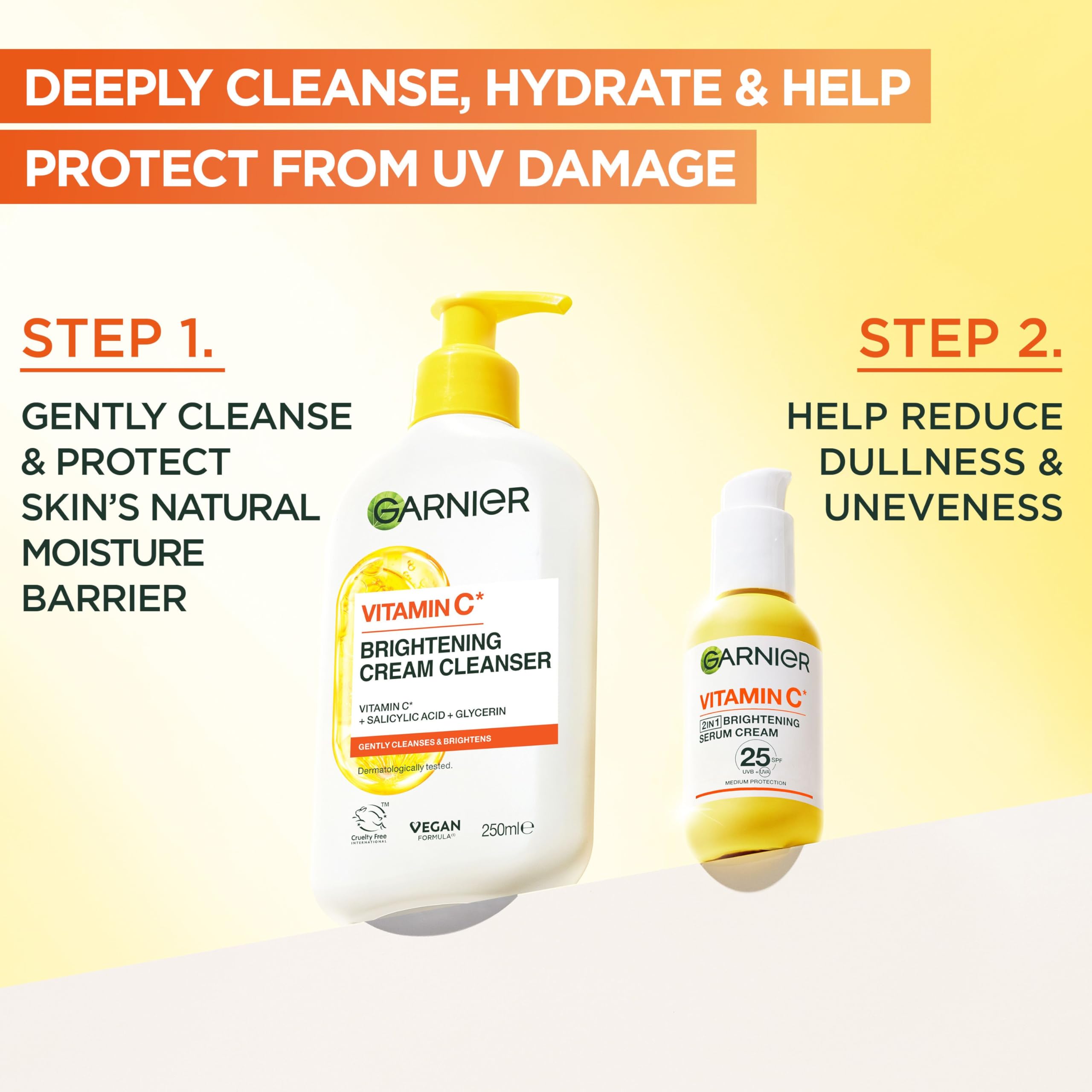 Garnier Vitamin C 2-in-1 Brightening Cream SPF 25 with 20% Serum & Super Citrus 8