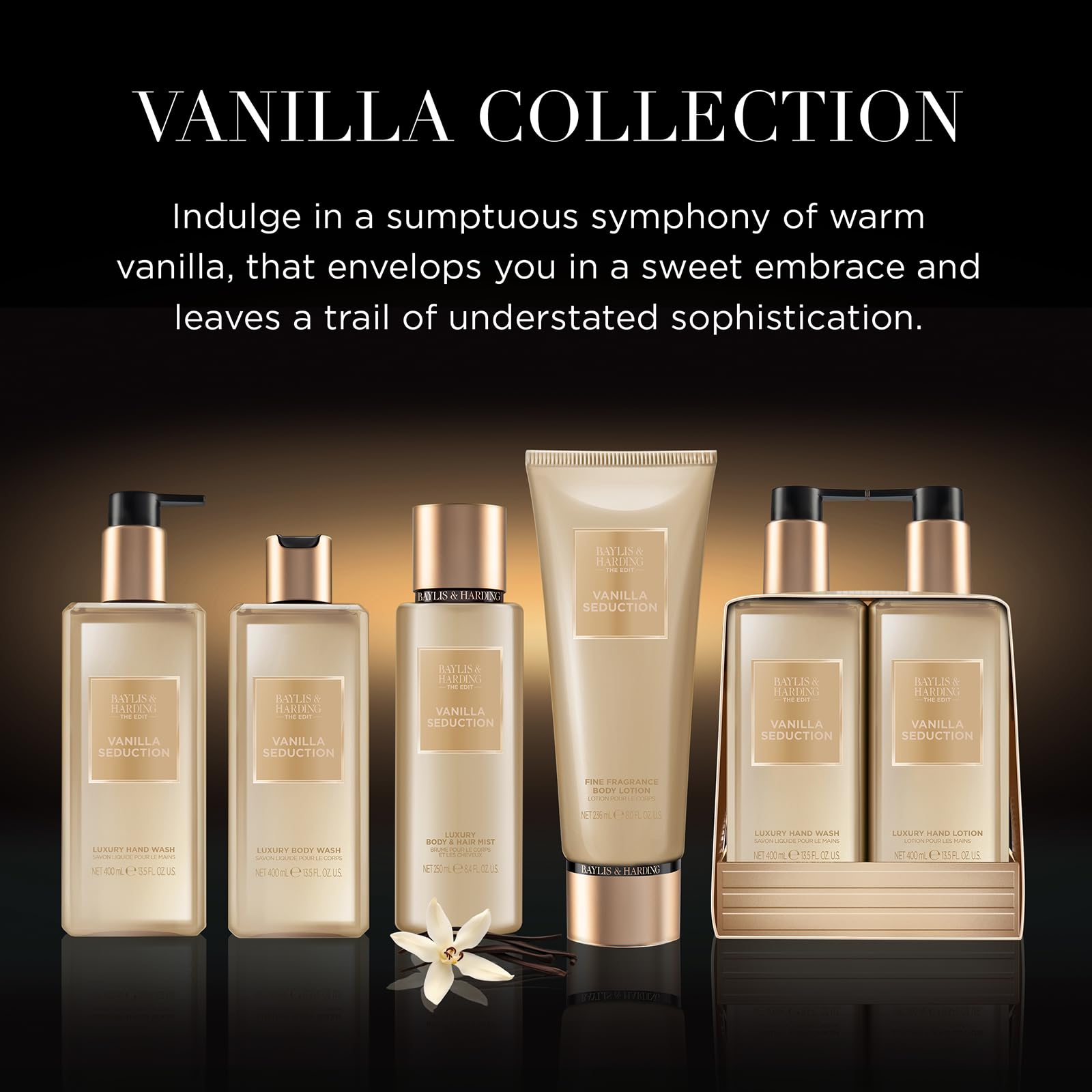 Baylis &amp; Harding The Edit Vanilla Seduction 2-Flaschen-Set, 400 ml Handseife &amp; 400 ml Handlotion - Vegan (1er-Pack) 4