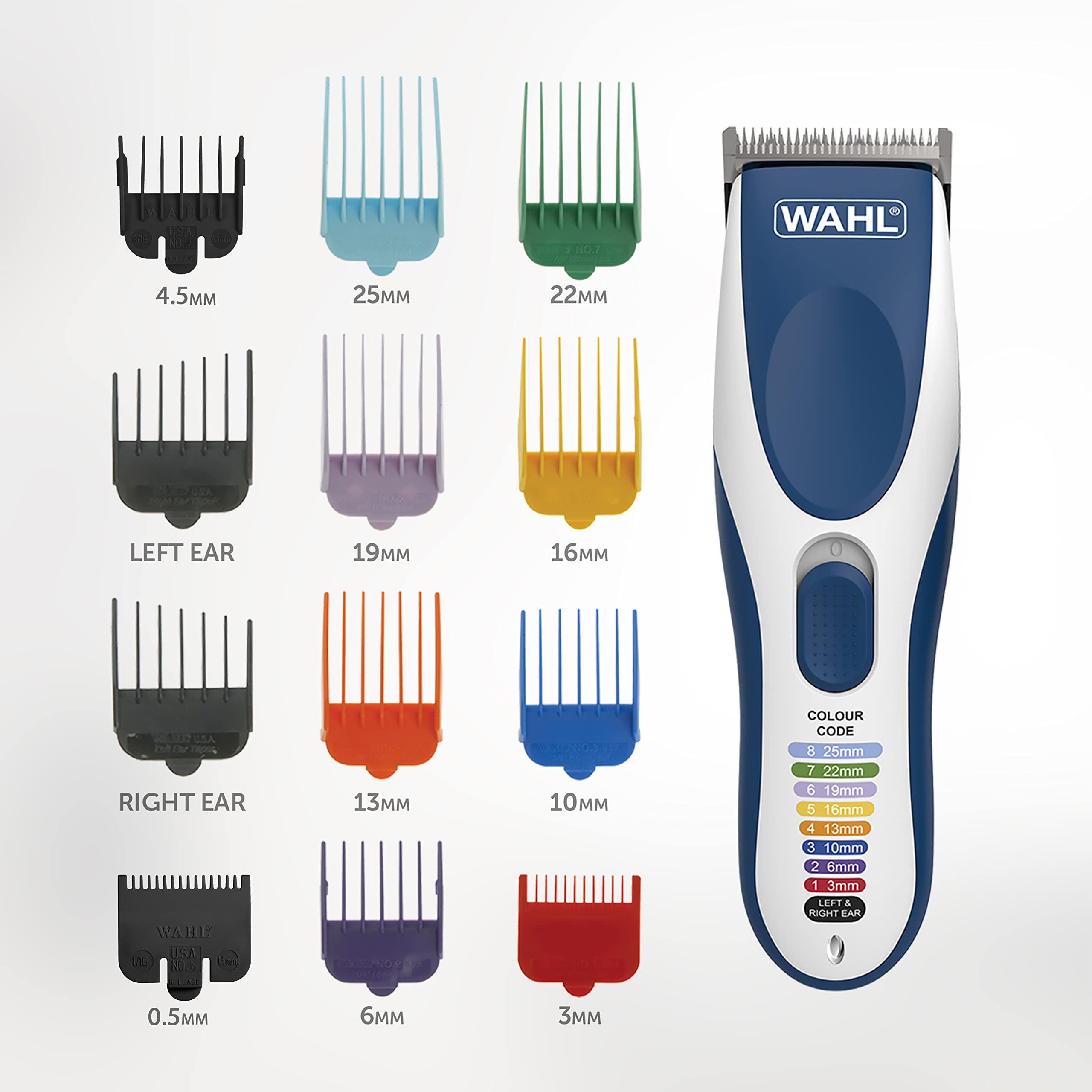 Wahl Colour Pro Cordless Clipper Haircutting Kit with 12 Coloured Guide Combs 4