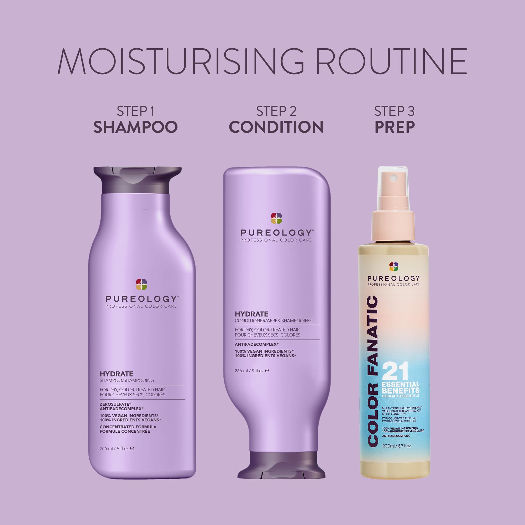 PUREOLOGY Hydrate Moisturising Shampoo for Dry, Colour-Treated Medium to Thick Hair 9