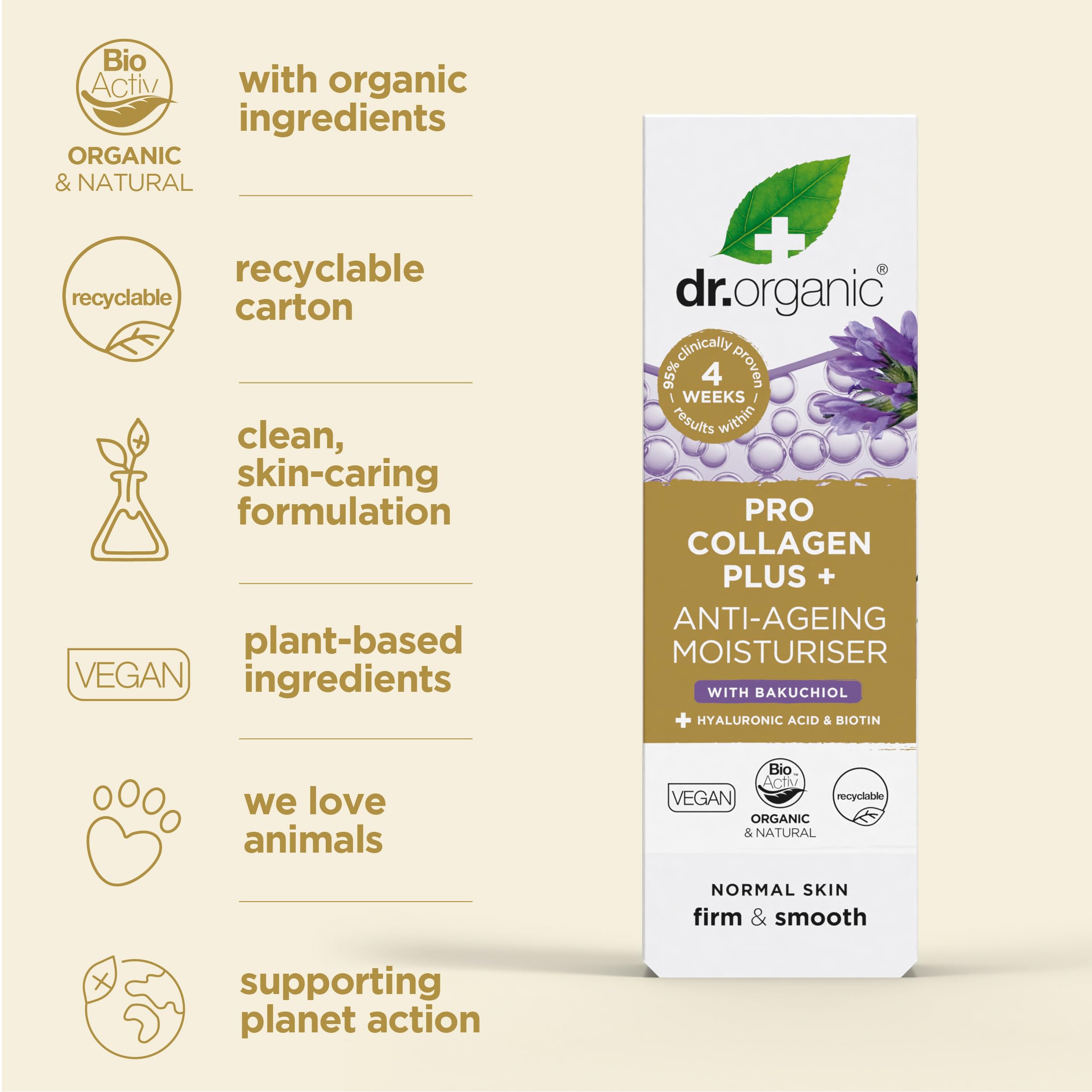 Dr Organic Pro Collagen Plus Moisturiser with Bakuchiol & Hyaluronic Acid 4