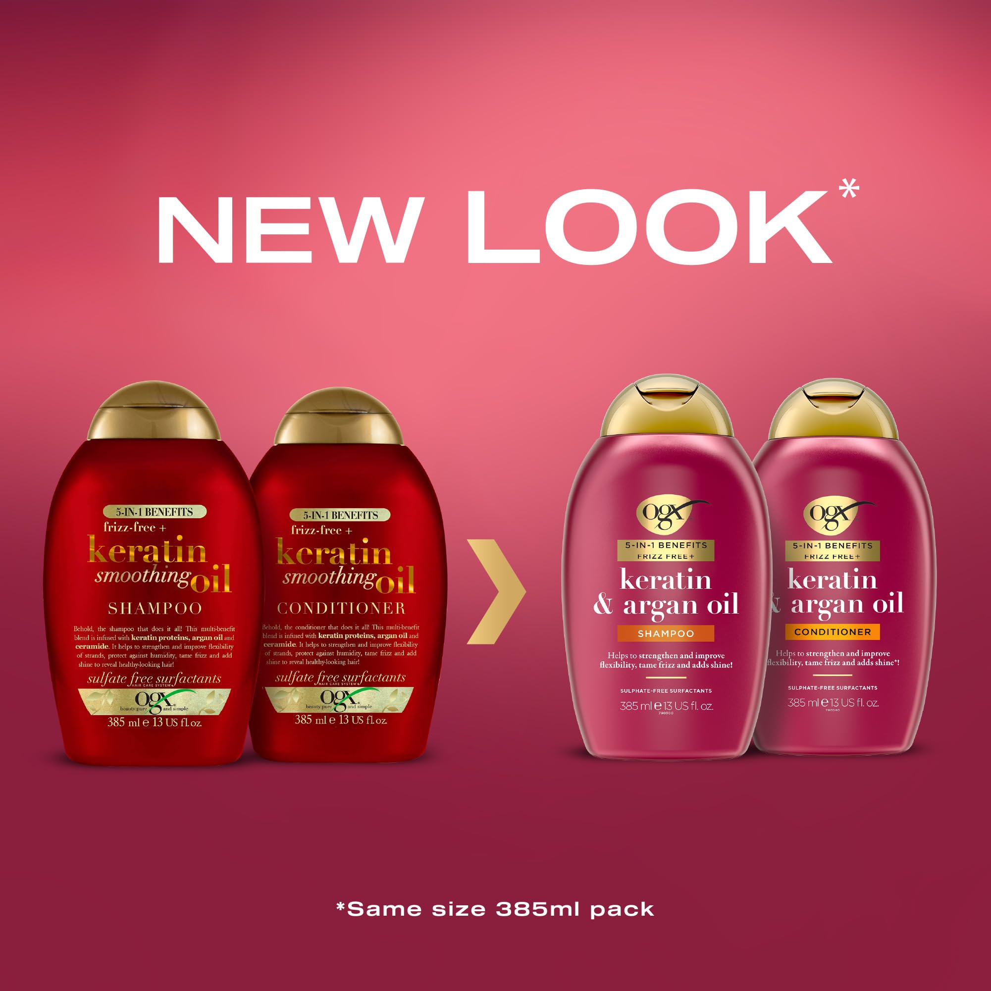 OGX 5-in-1 Benefits Frizz Free Shampoo with Keratin, Argan Oil & Ceramide