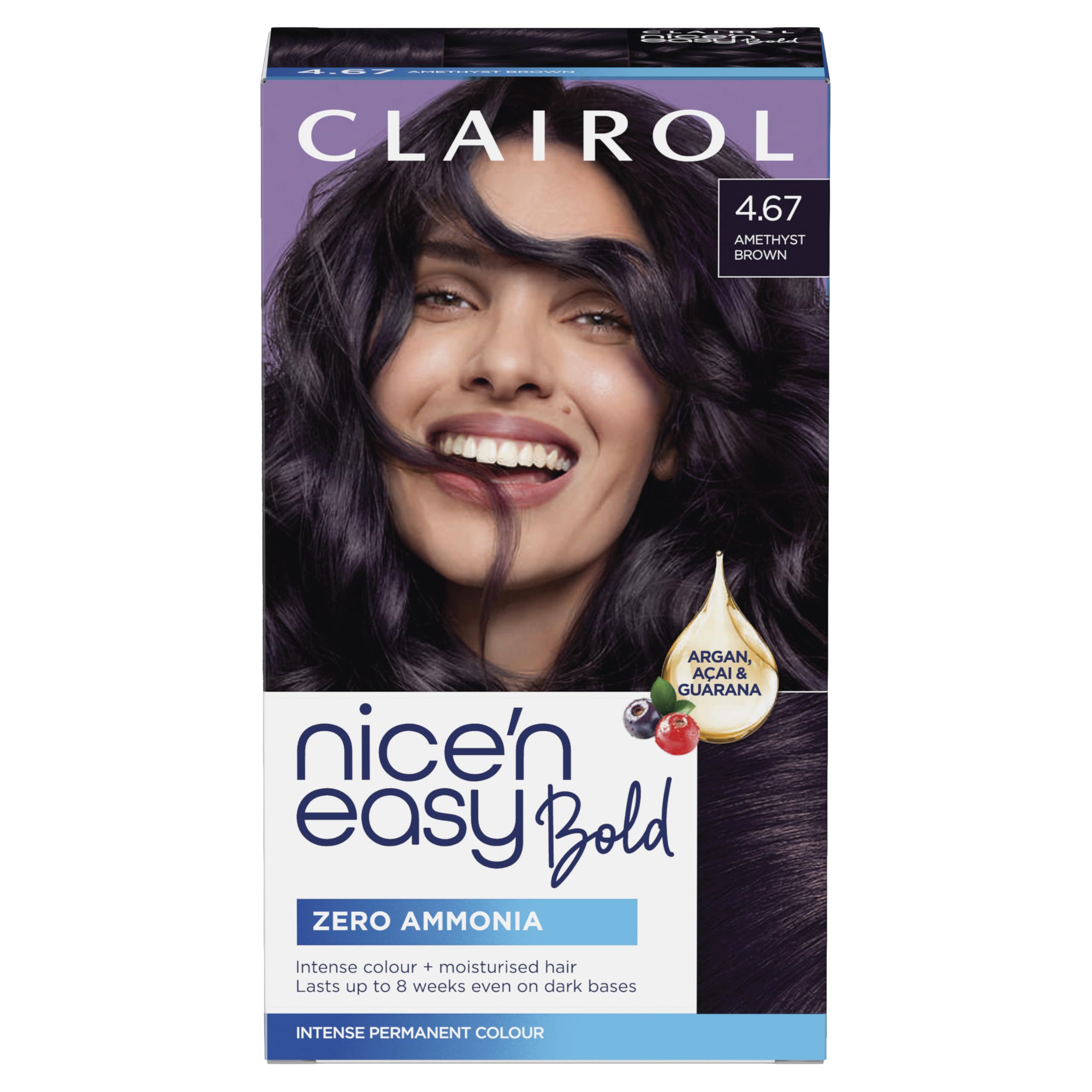 Clairol Nice N Easy Permanent Bold Hair Dye 4.67 Amethyst Brow Zero Ammonia