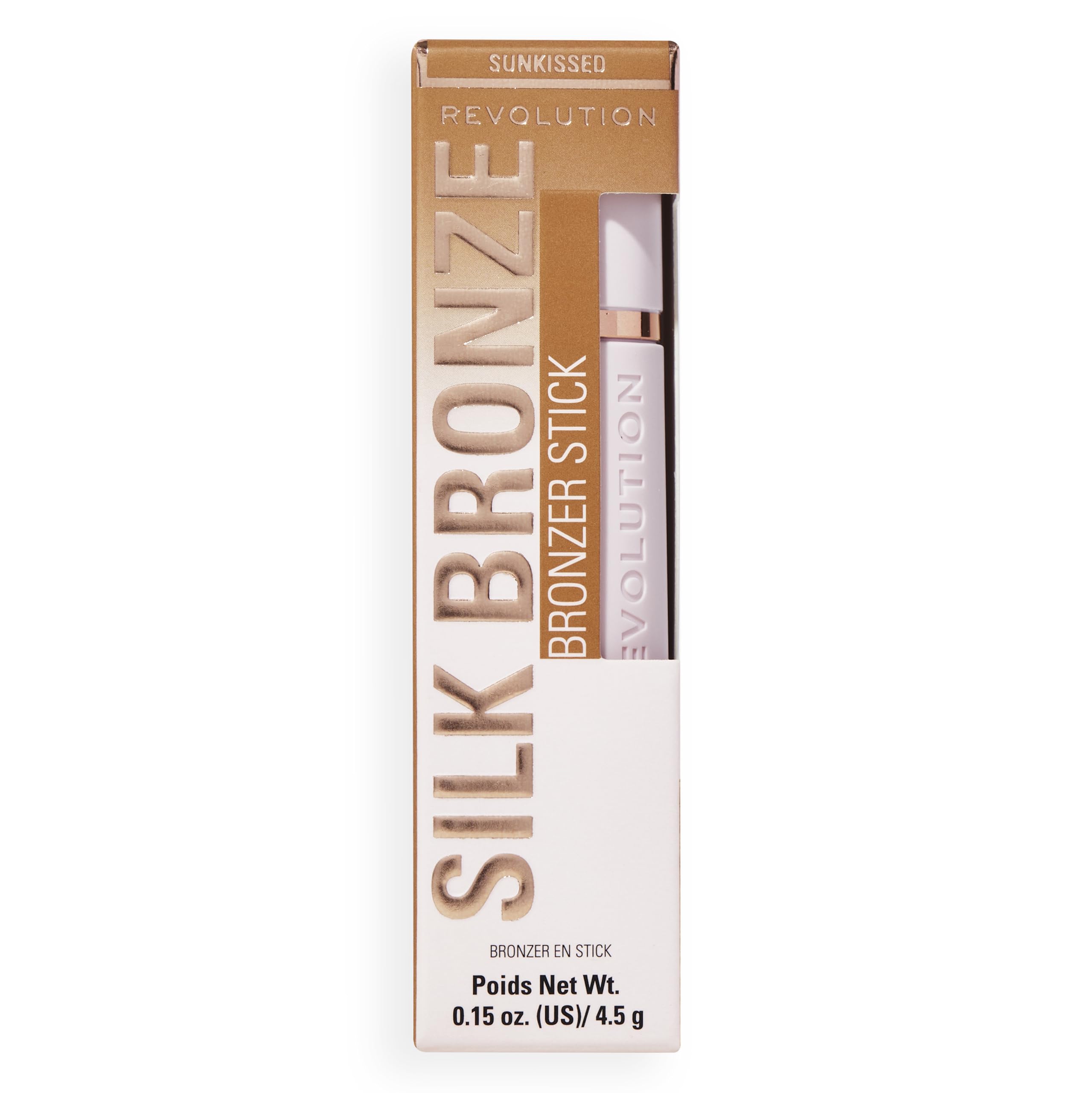 Revolution Skin Silk Bronzer Stick, aufbaubare Farbe für Wangen, Augen und Lippen, Creme-zu-Puder-Formel, vegan und tierversuchsfrei, heller, sonnengeküsster Teint, 4,5 g 4