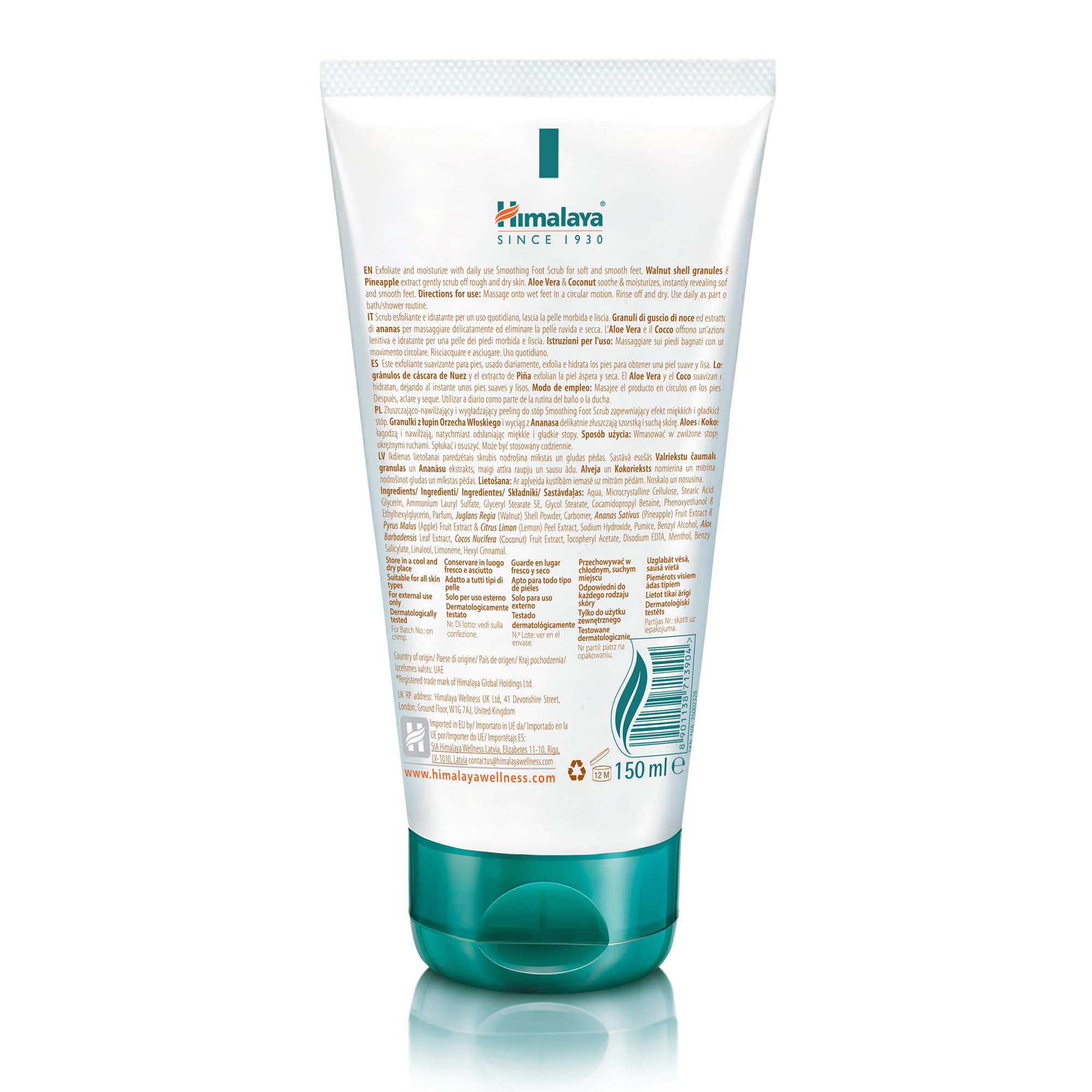 Himalaya Herbals Smoothing Foot Scrub with Walnut, Coconut, and Pineapple for Soft Feet